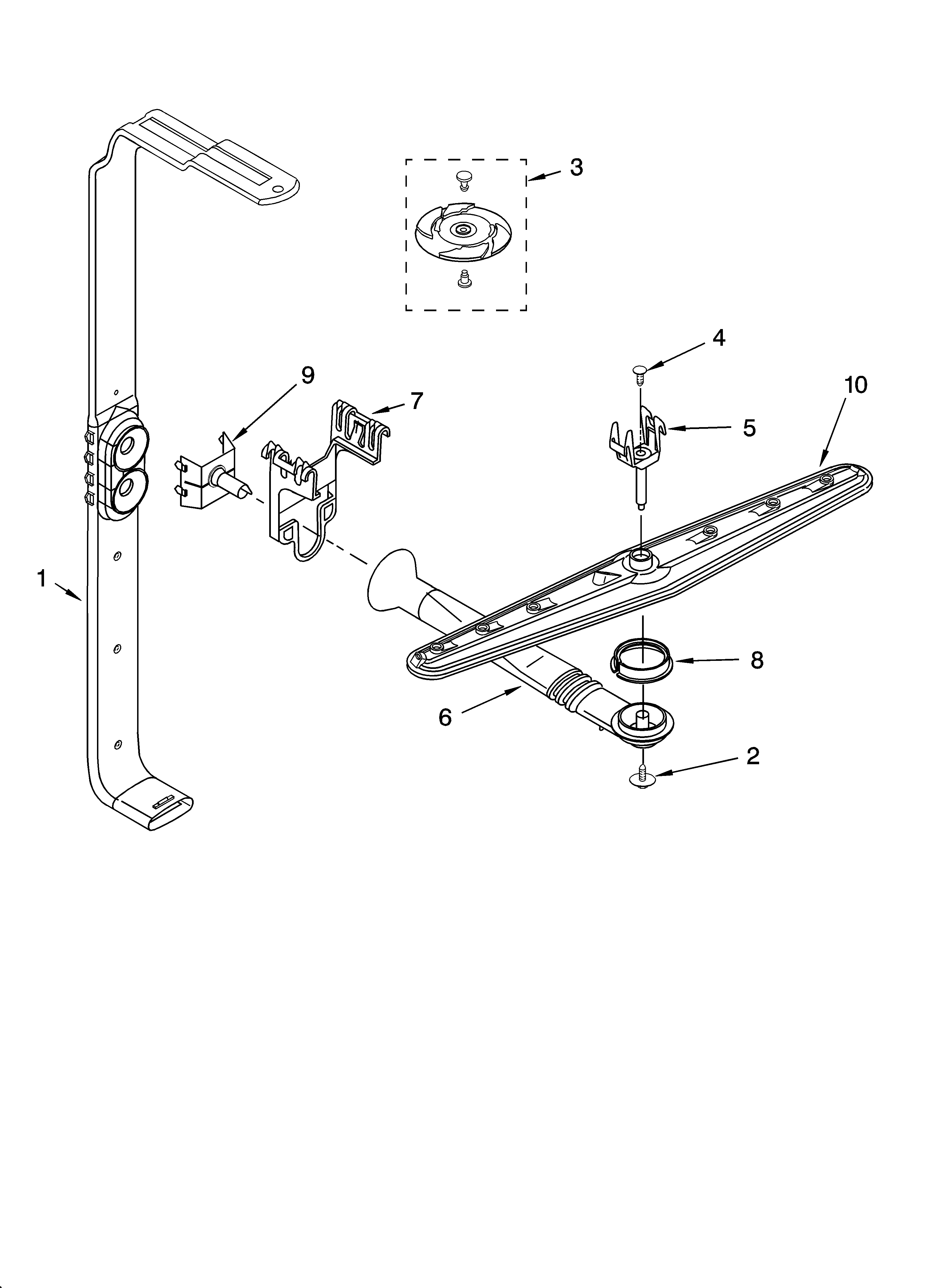 KitchenAid KUDC01TMBL6 upper wash and rinse parts diagram