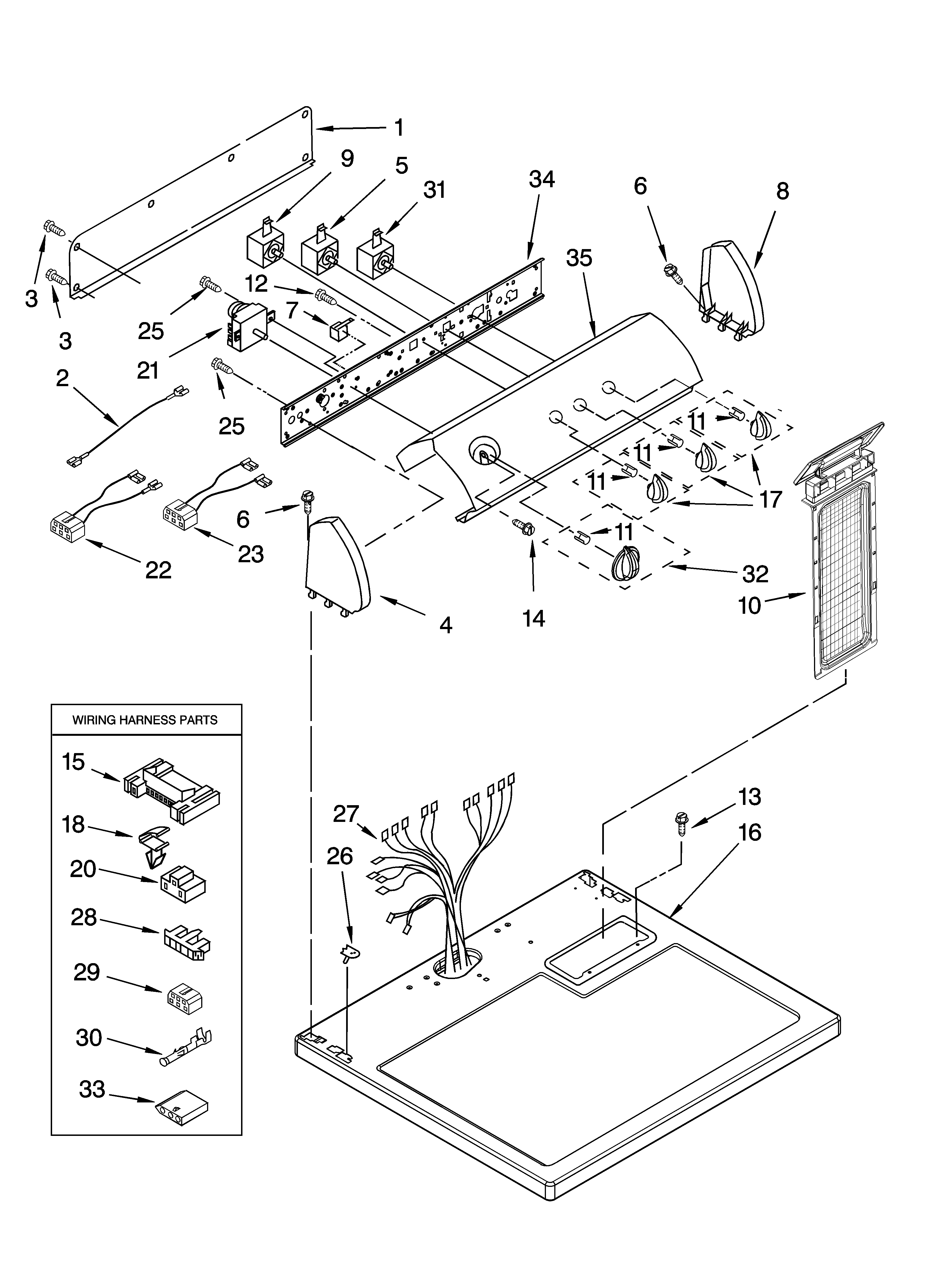 Whirlpool LER8648PQ0 top and console parts diagram