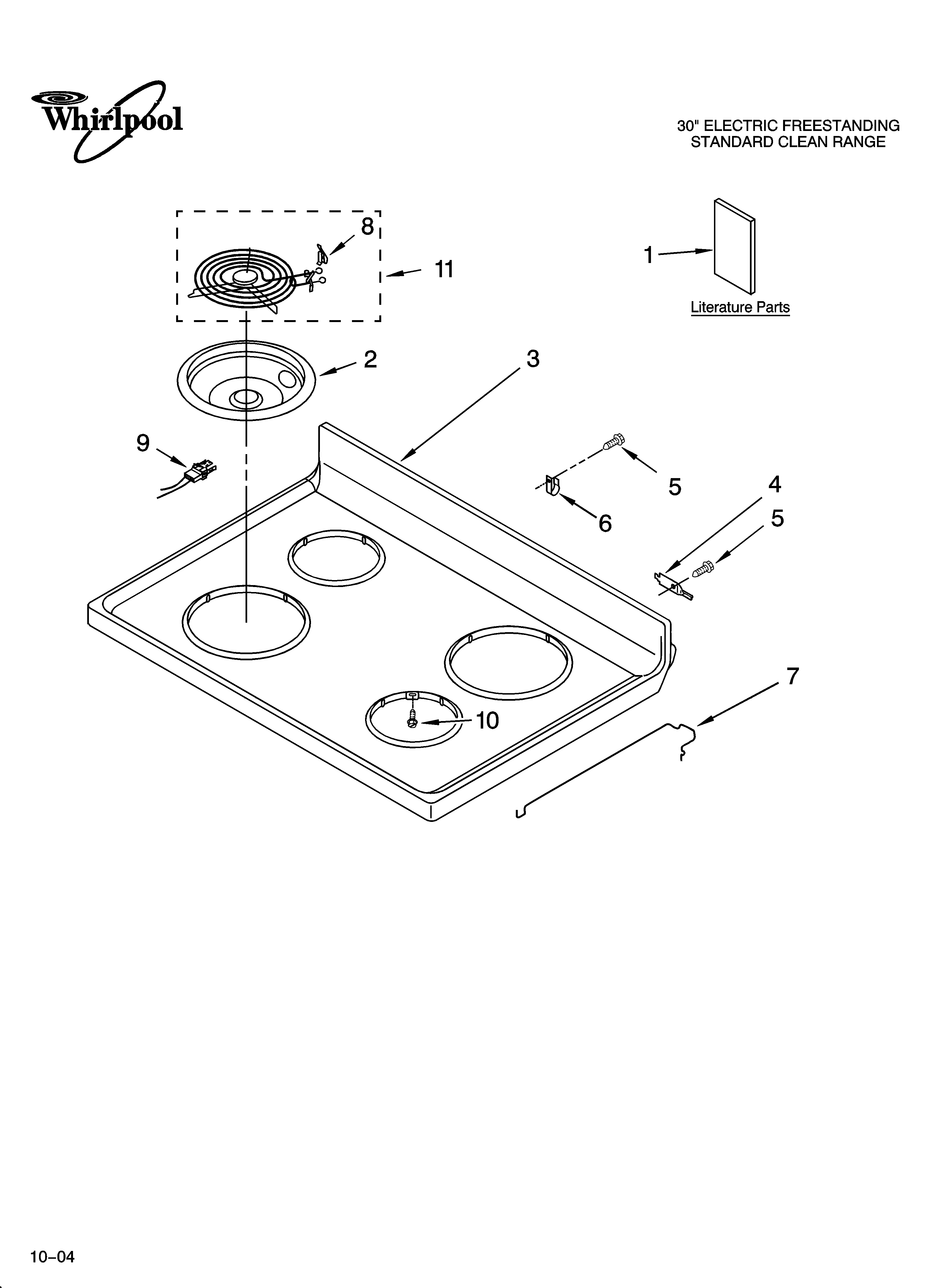 Whirlpool RF315PXMQ0 cooktop parts diagram