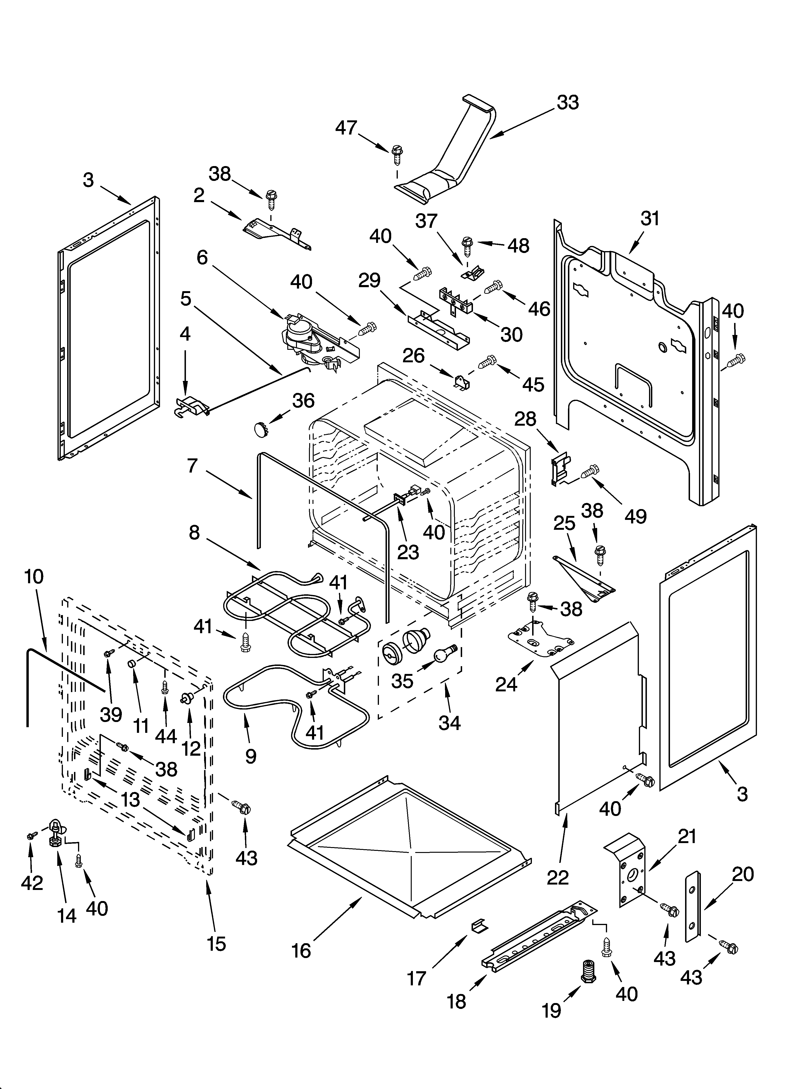 Whirlpool RF378LXMB0 chassis parts diagram