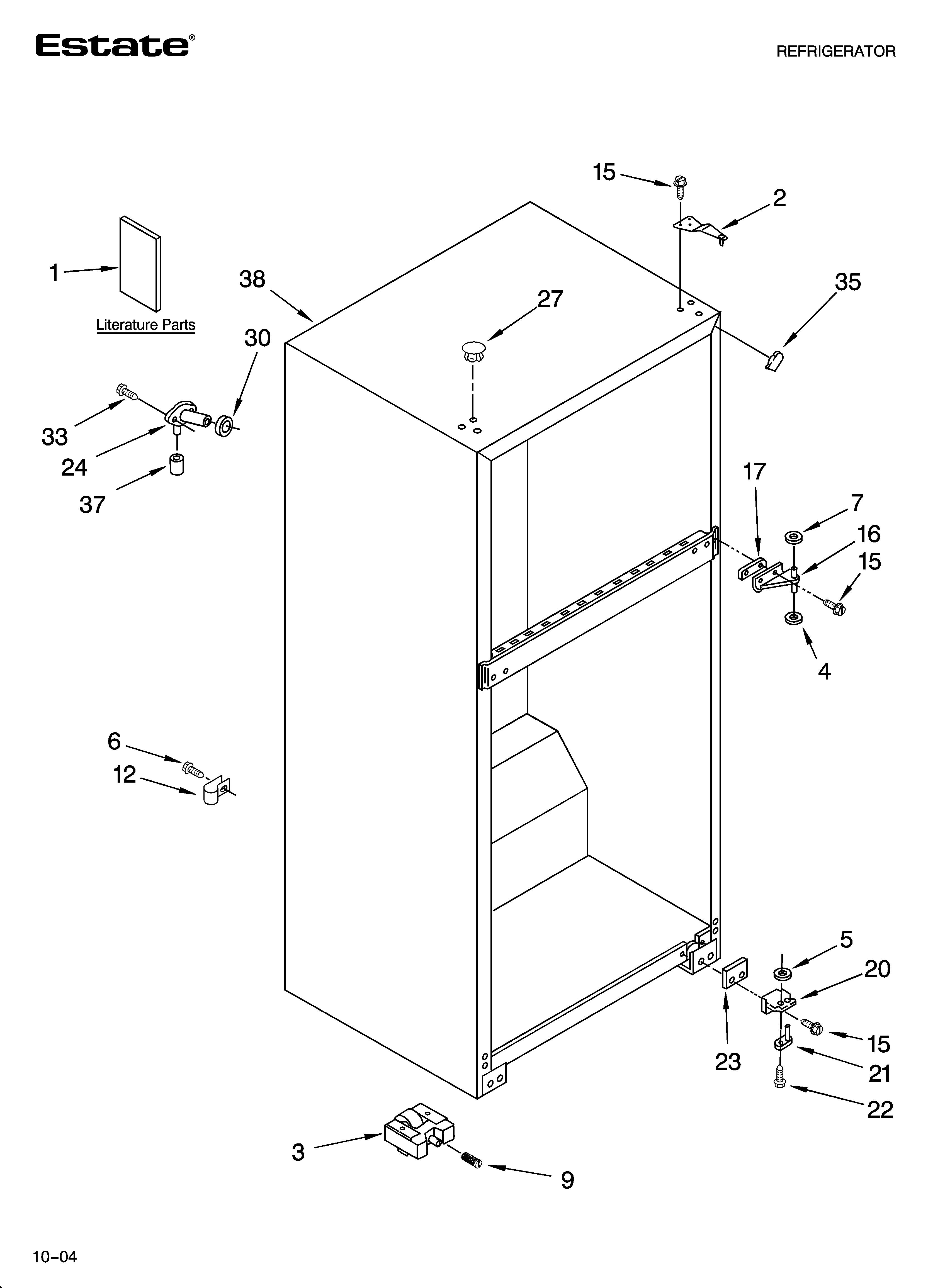 Estate TT16TKXPQ00 cabinet parts diagram