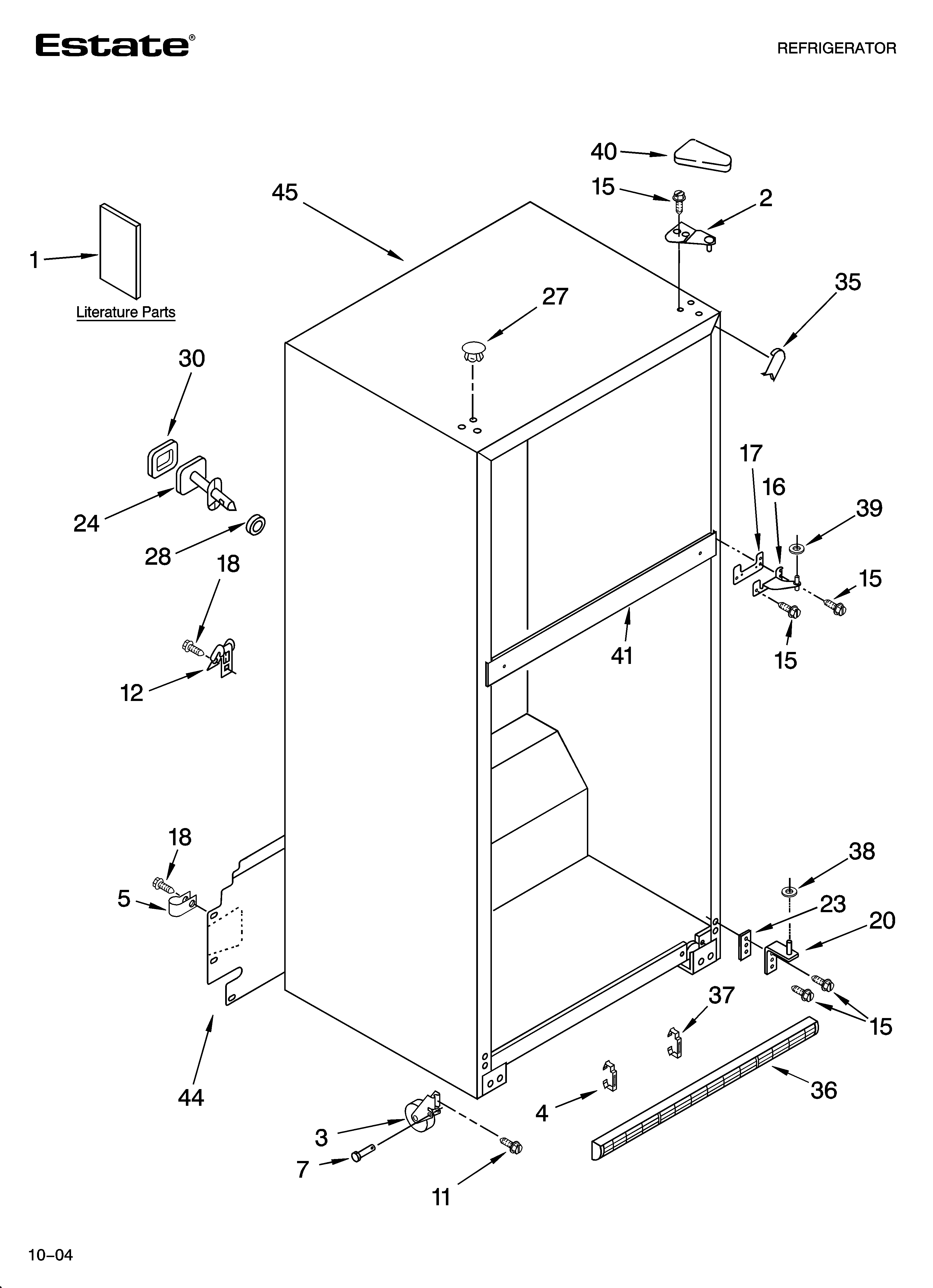 Estate TT18AKXPQ02 cabinet parts diagram