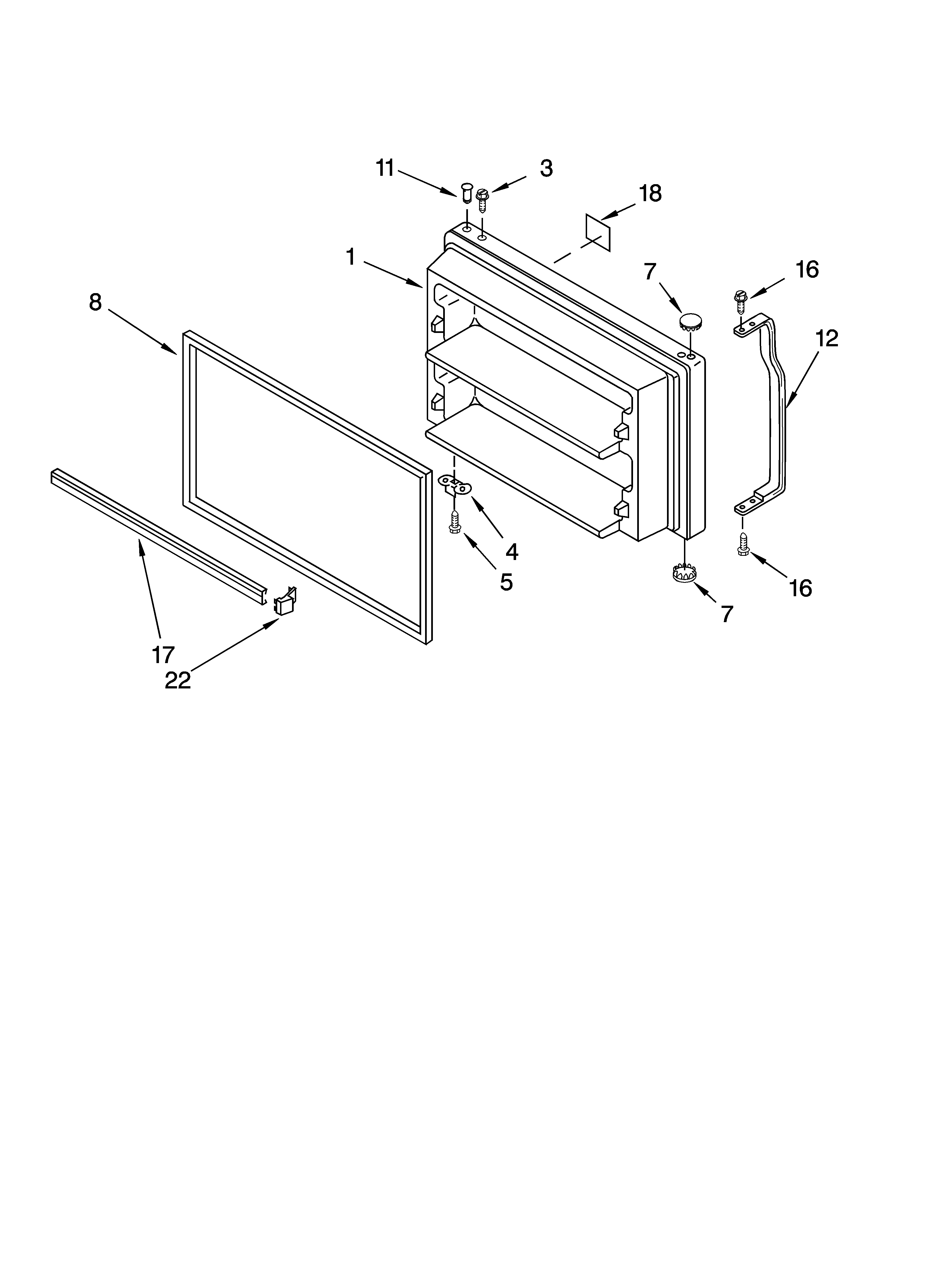 Estate TT18AKXPQ02 freezer door parts diagram