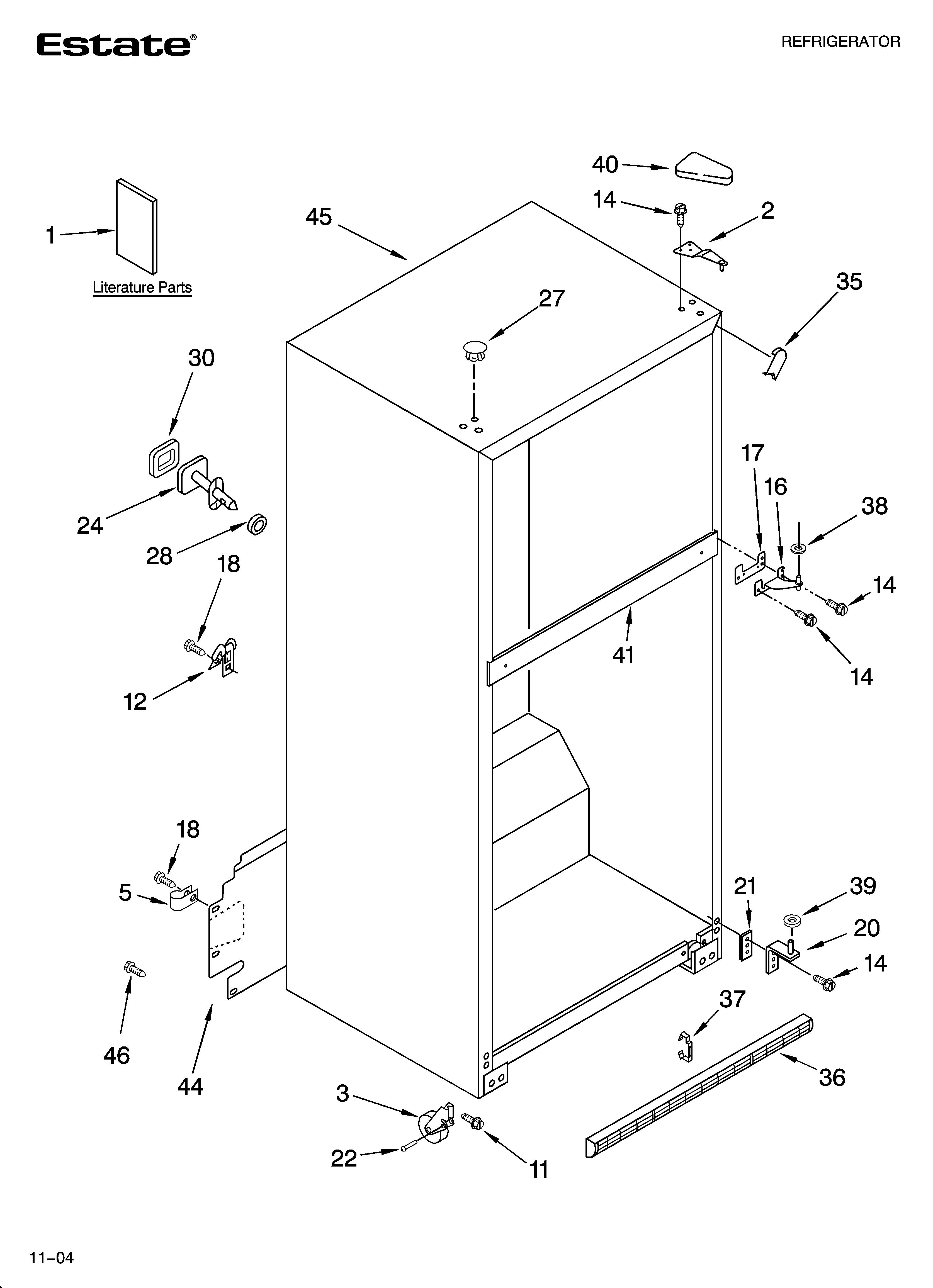 Estate TT21AKXKQ04 cabinet parts diagram