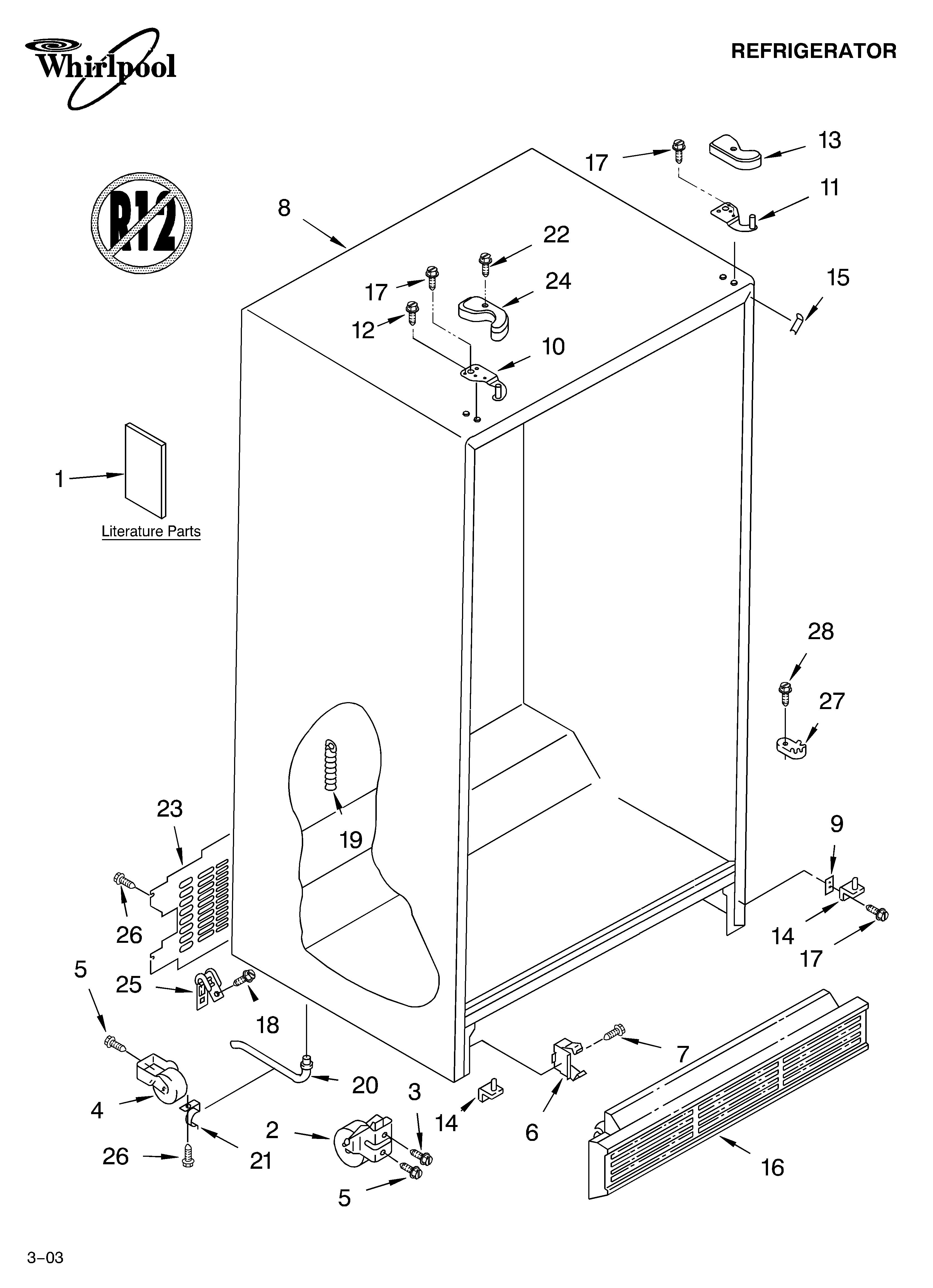 Whirlpool ED2CHQXKB05 cabinet parts diagram