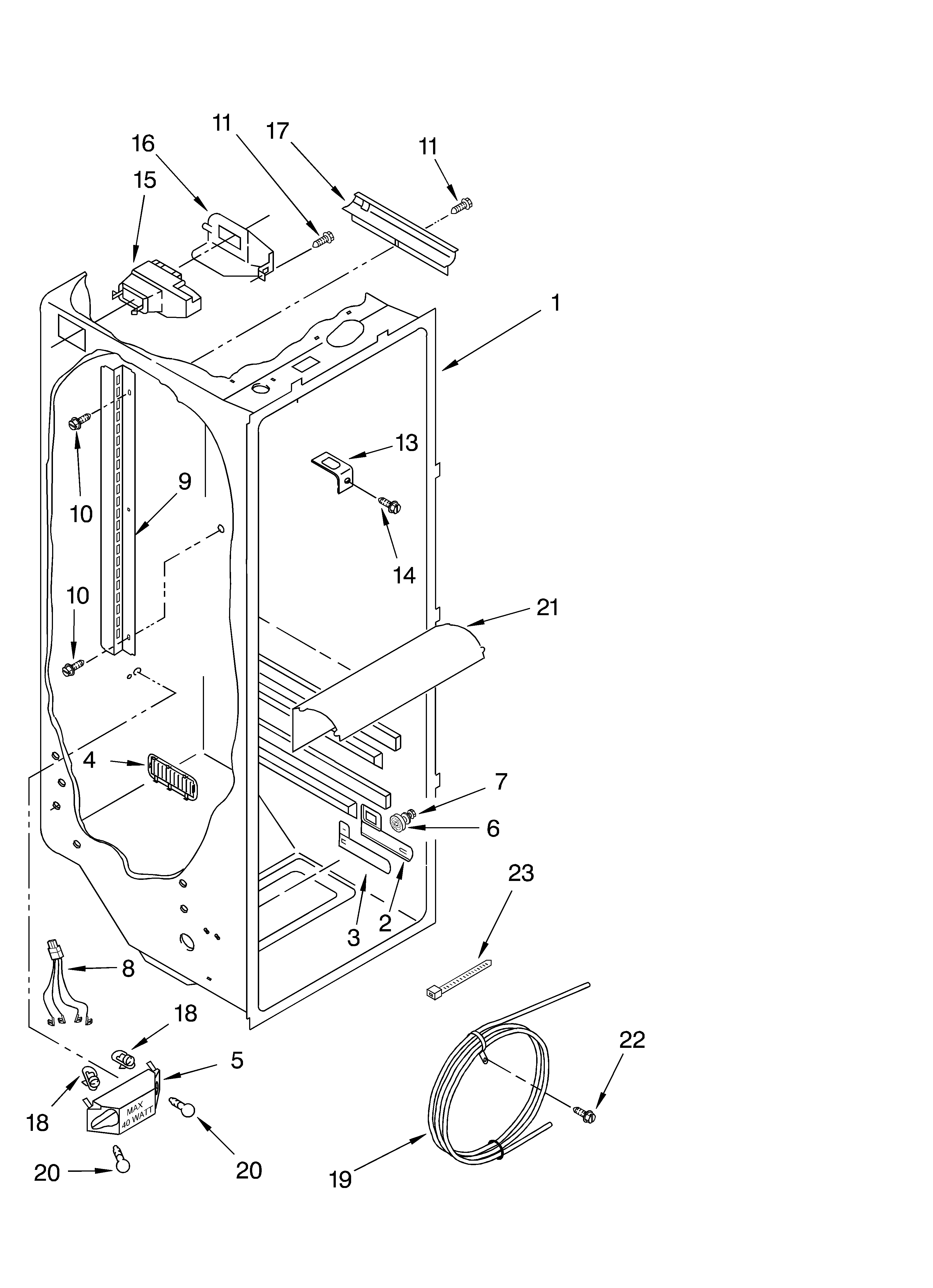 Whirlpool ED2CHQXKB05 refrigerator liner parts diagram