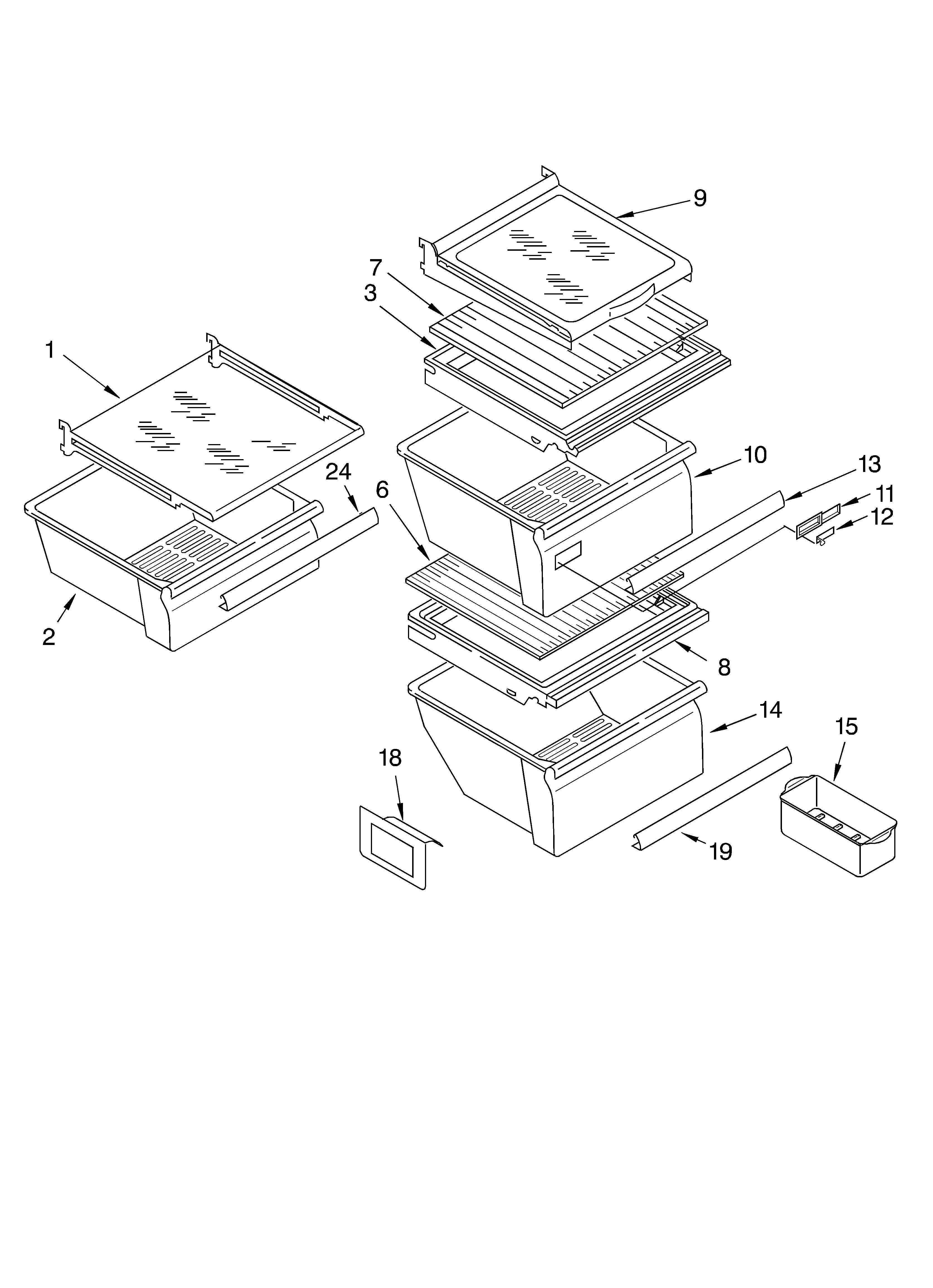 Whirlpool ED2CHQXKB05 refrigerator shelf parts diagram