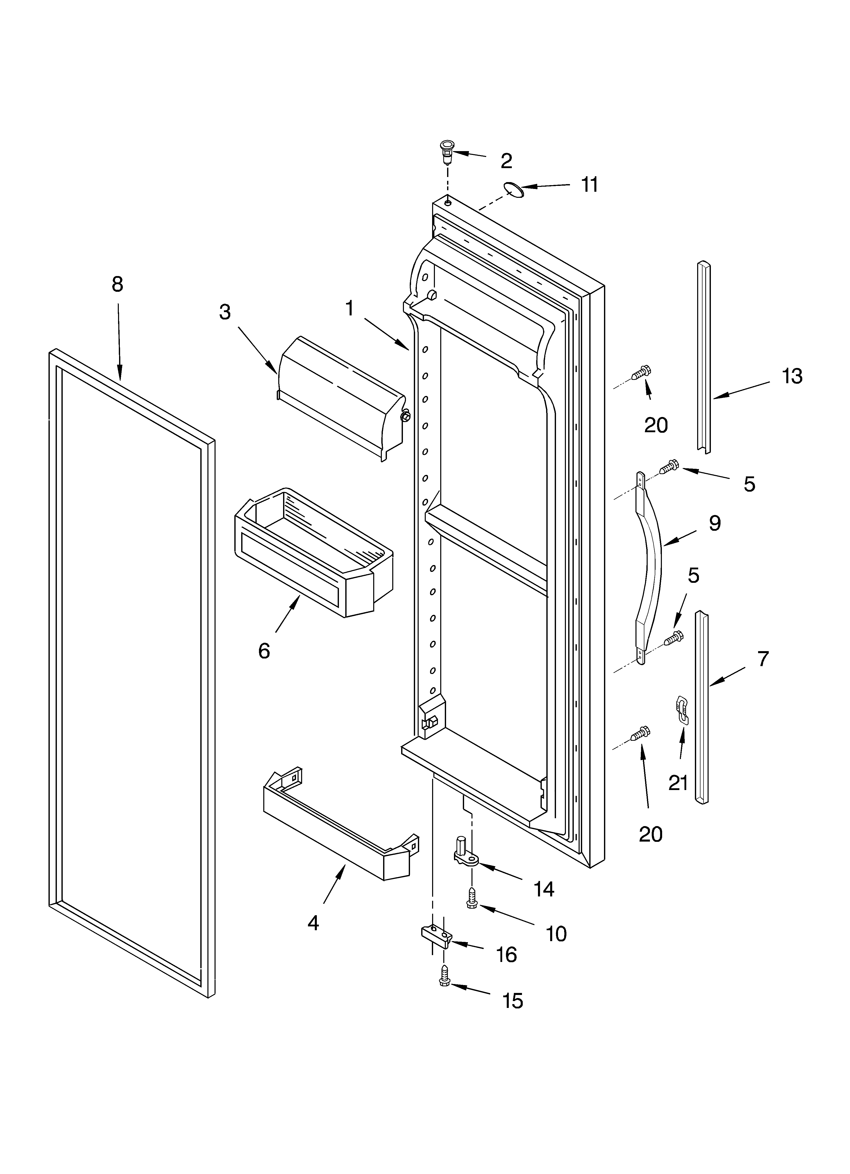Whirlpool ED2CHQXKB05 refrigerator door parts diagram