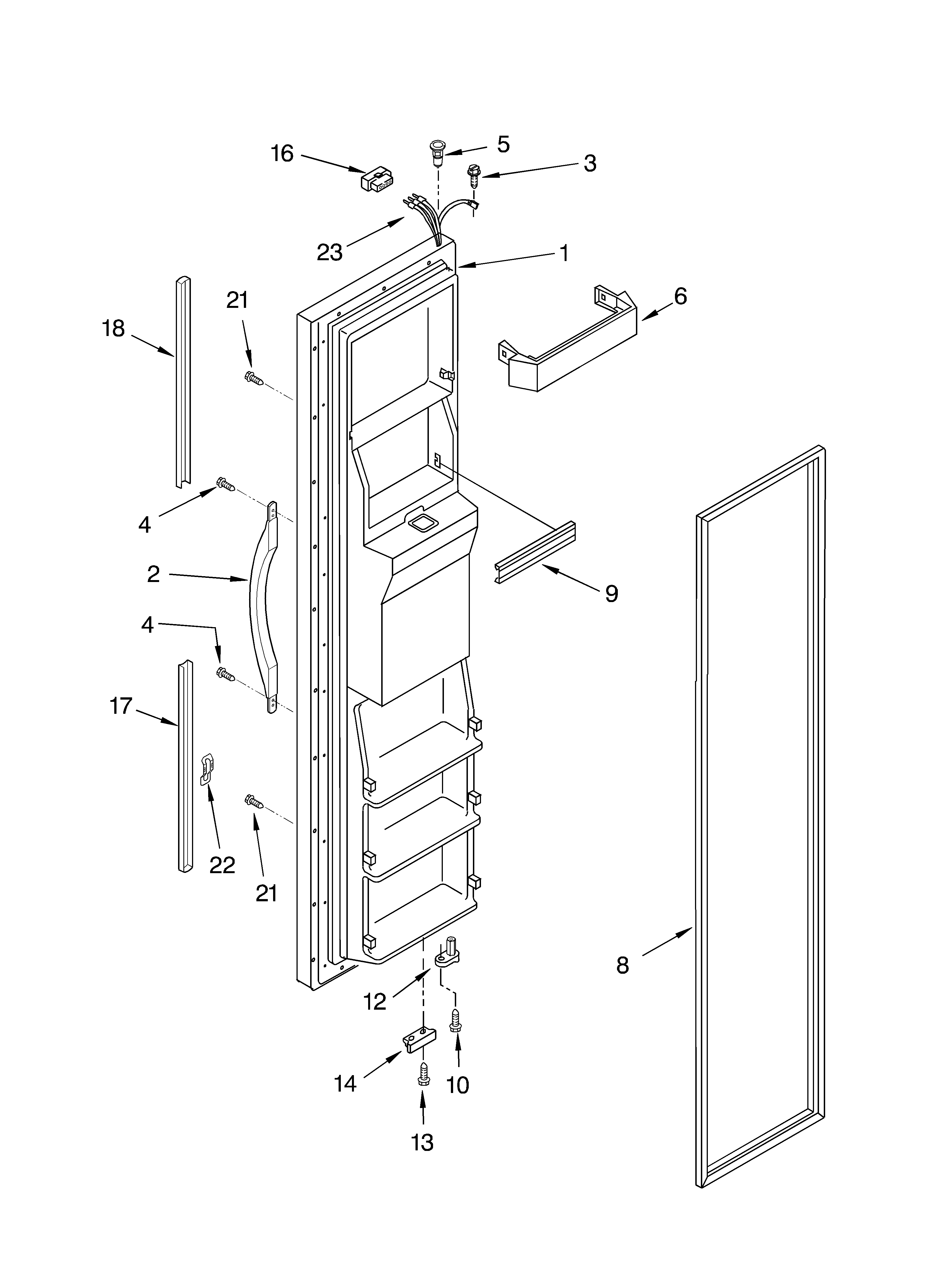 Whirlpool ED2CHQXKB05 freezer door parts diagram