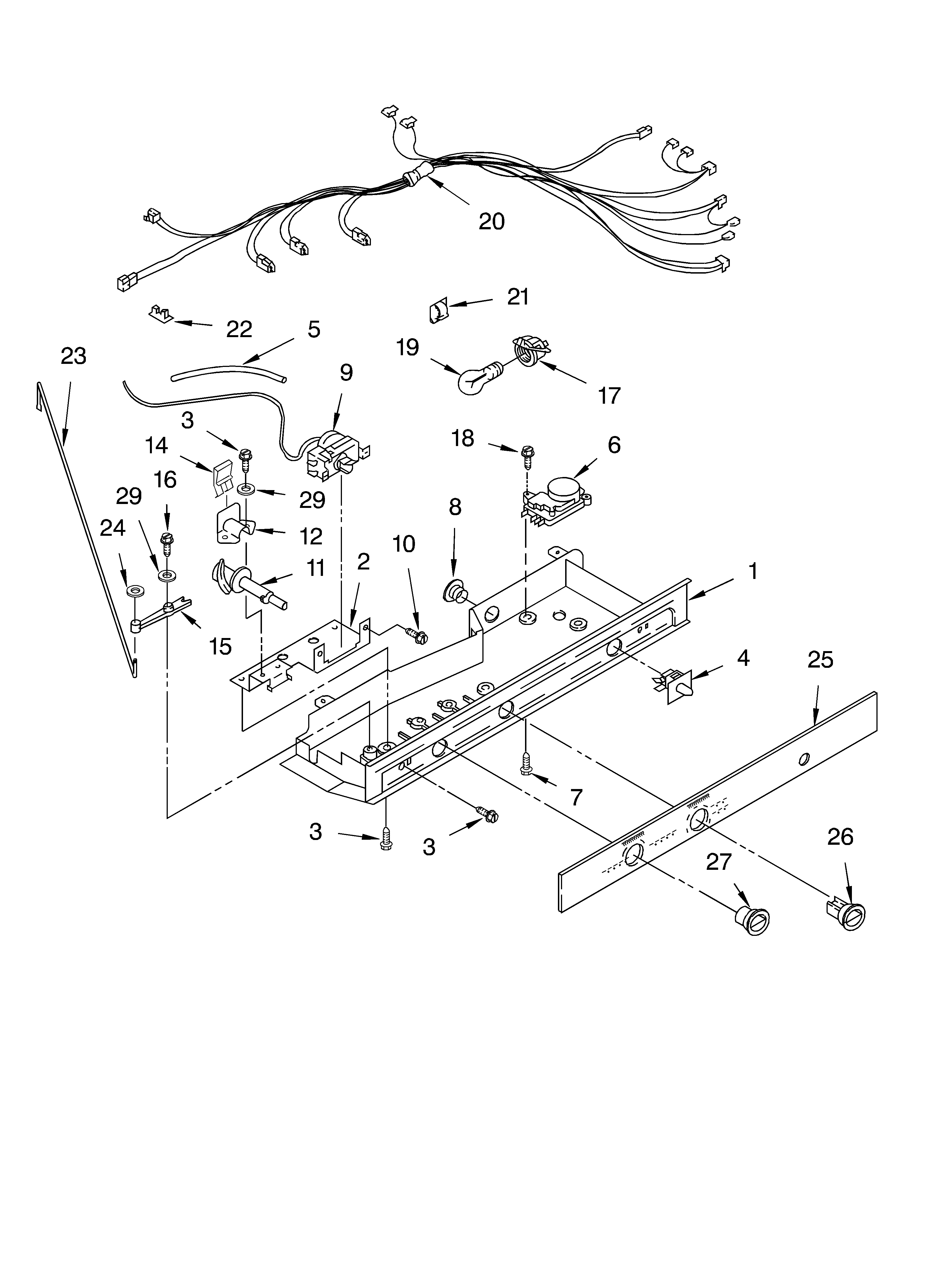 Whirlpool ED2CHQXKB05 control parts, parts not illustrated diagram