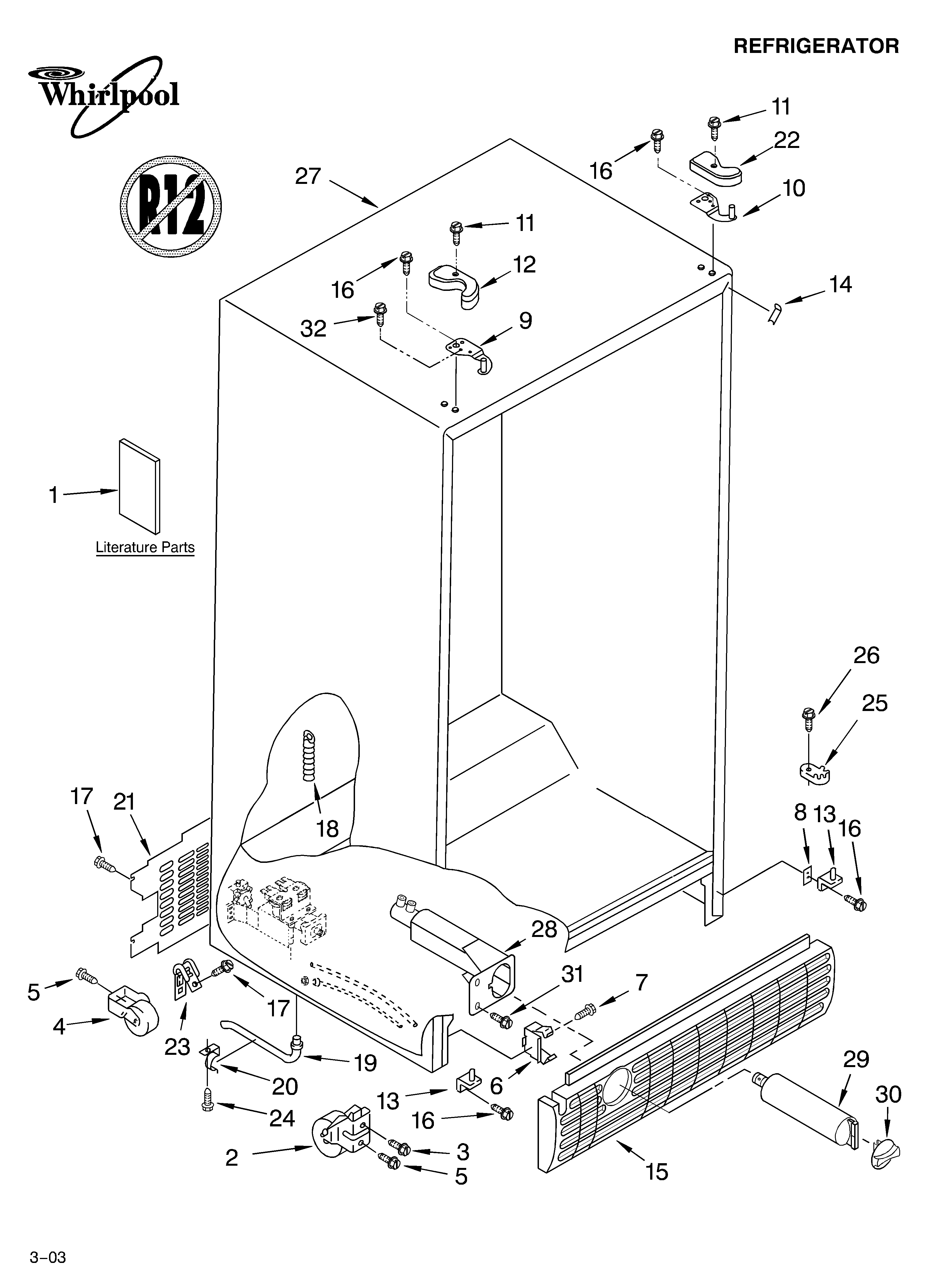 Whirlpool ED2FHEXMQ00 cabinet parts diagram