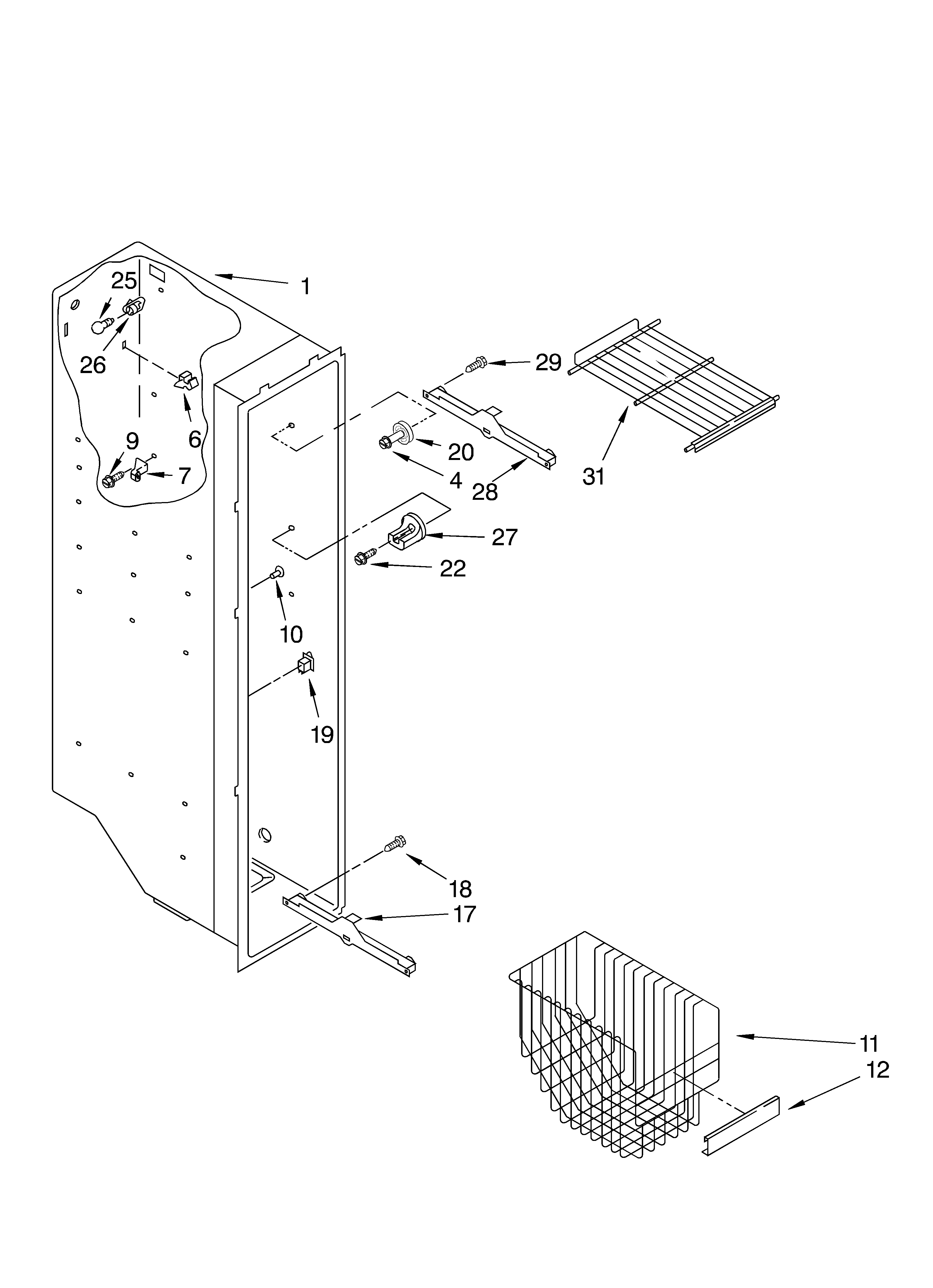 Whirlpool ED2FHEXMQ00 freezer liner parts diagram