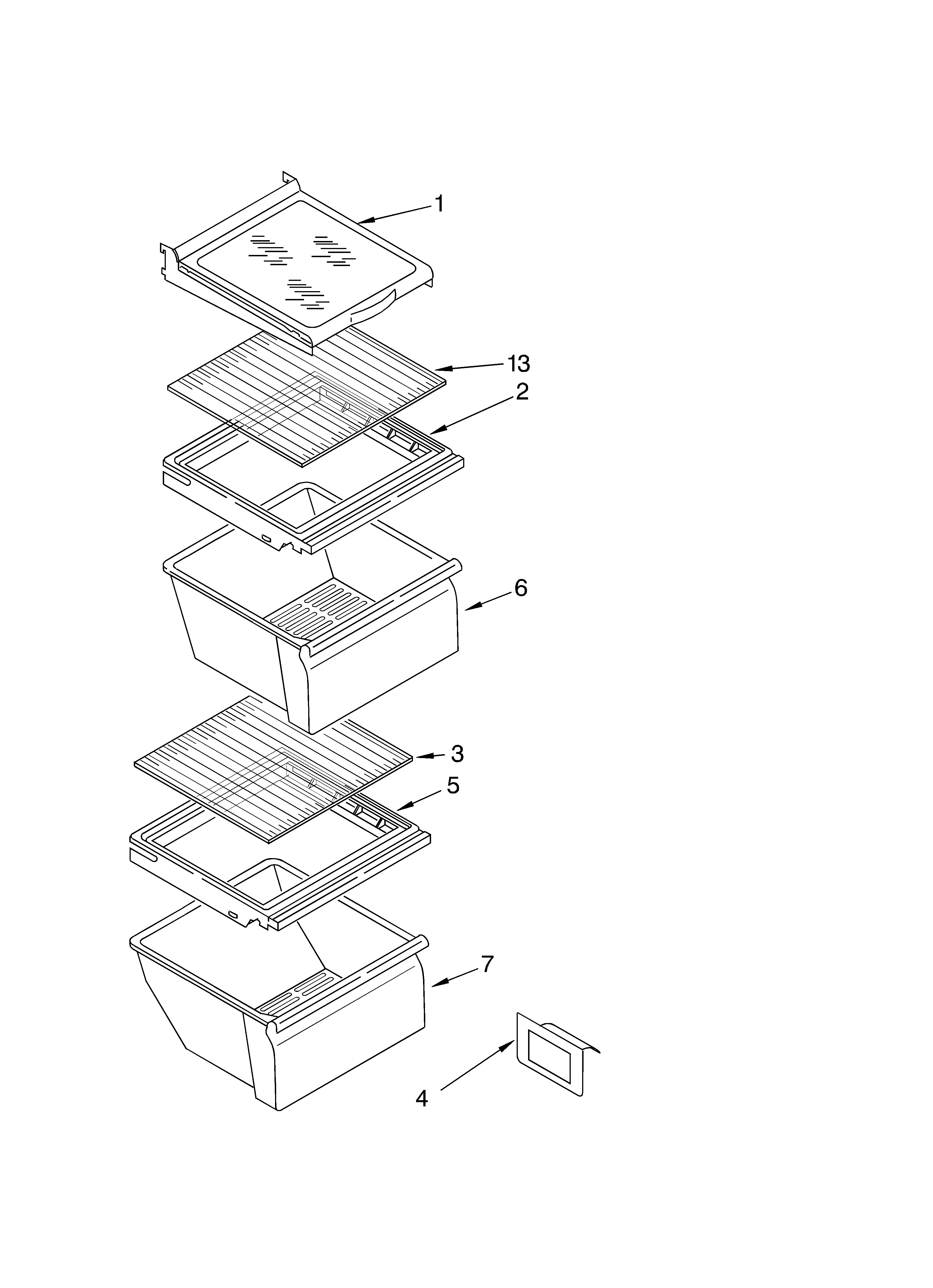 Whirlpool ED2NTGXMT00 refrigerator shelf parts diagram