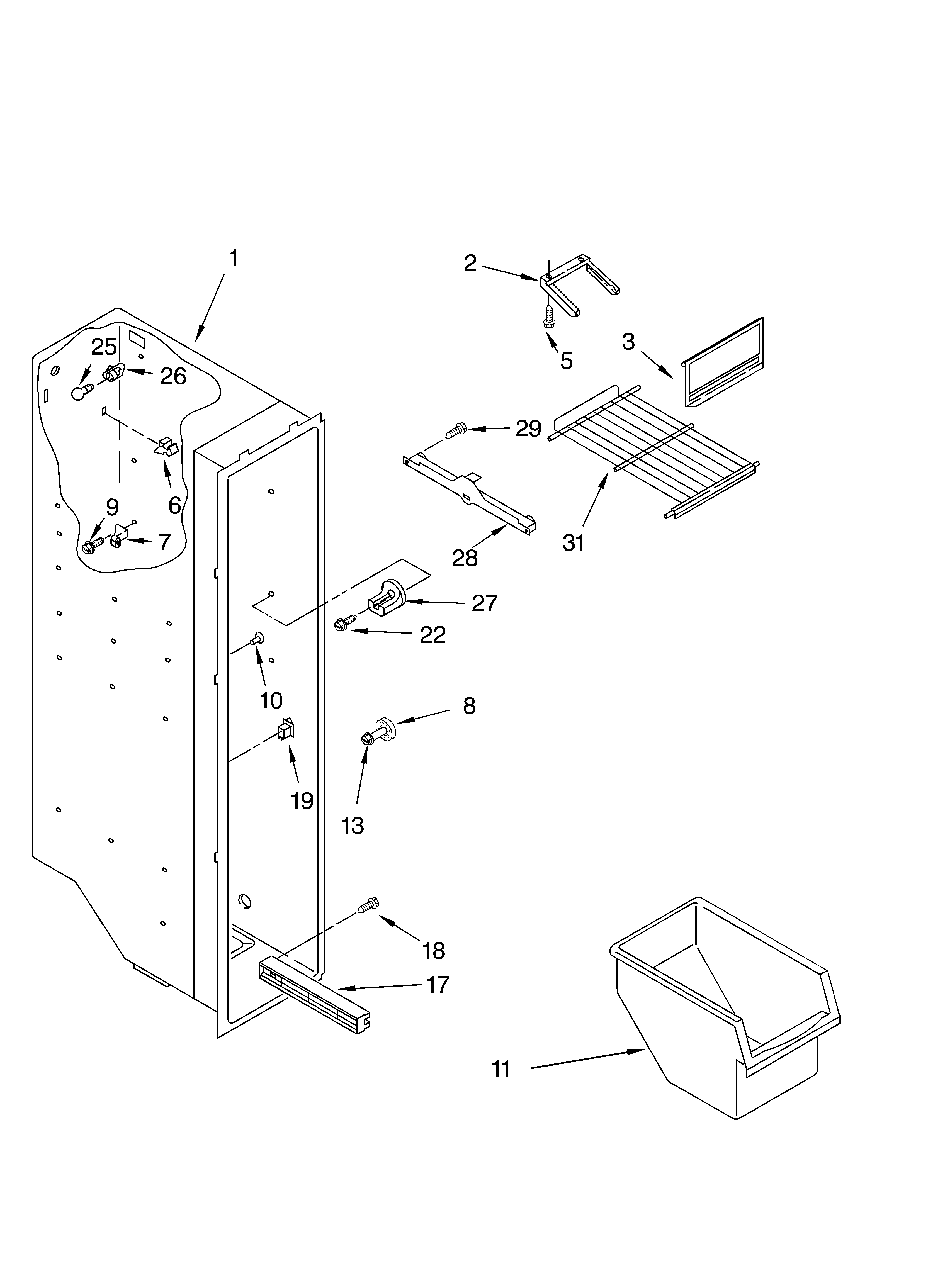 Whirlpool ED2NTGXMT00 freezer liner parts diagram