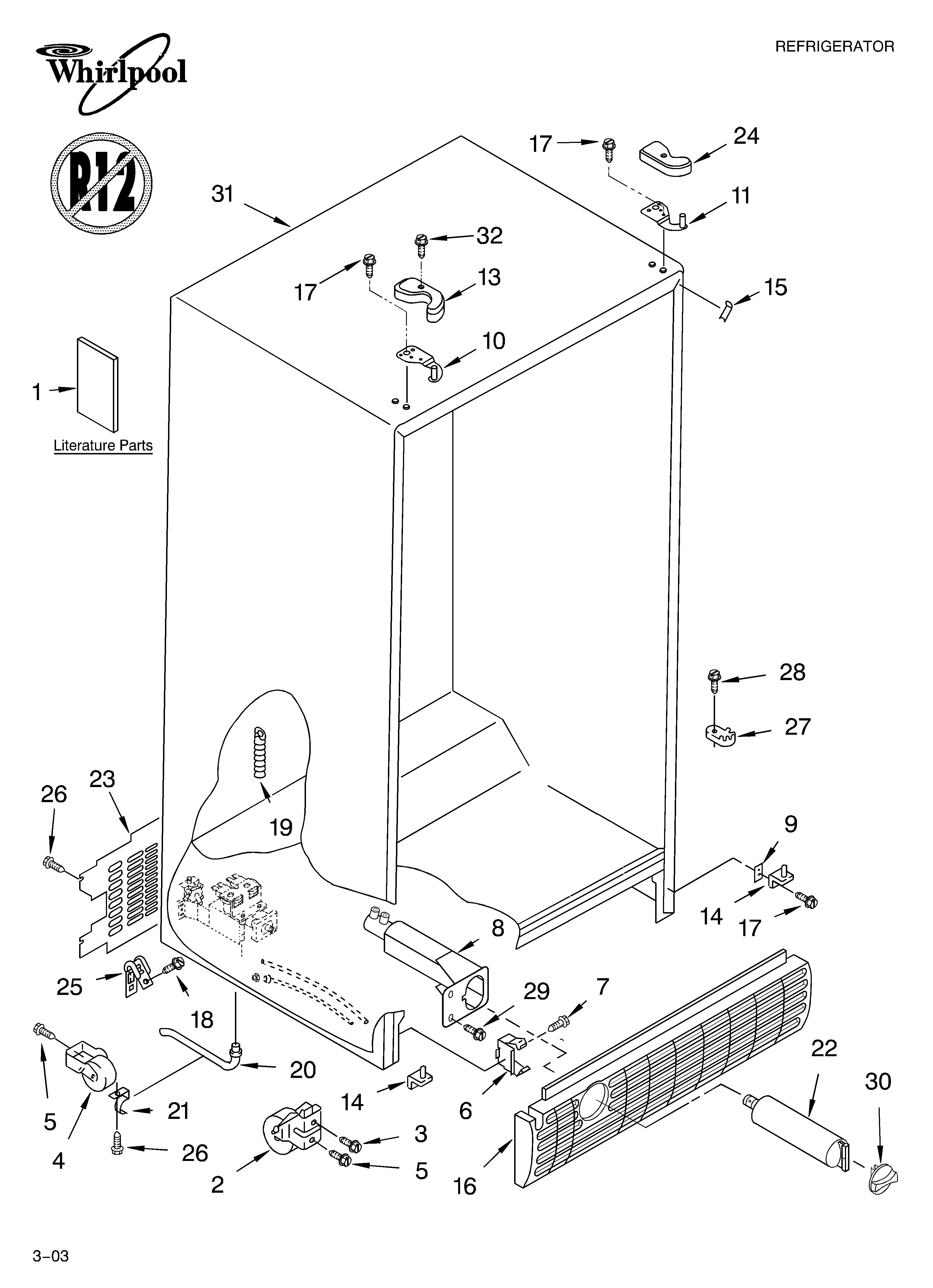 Whirlpool ED2SHAXMQ00 cabinet parts diagram