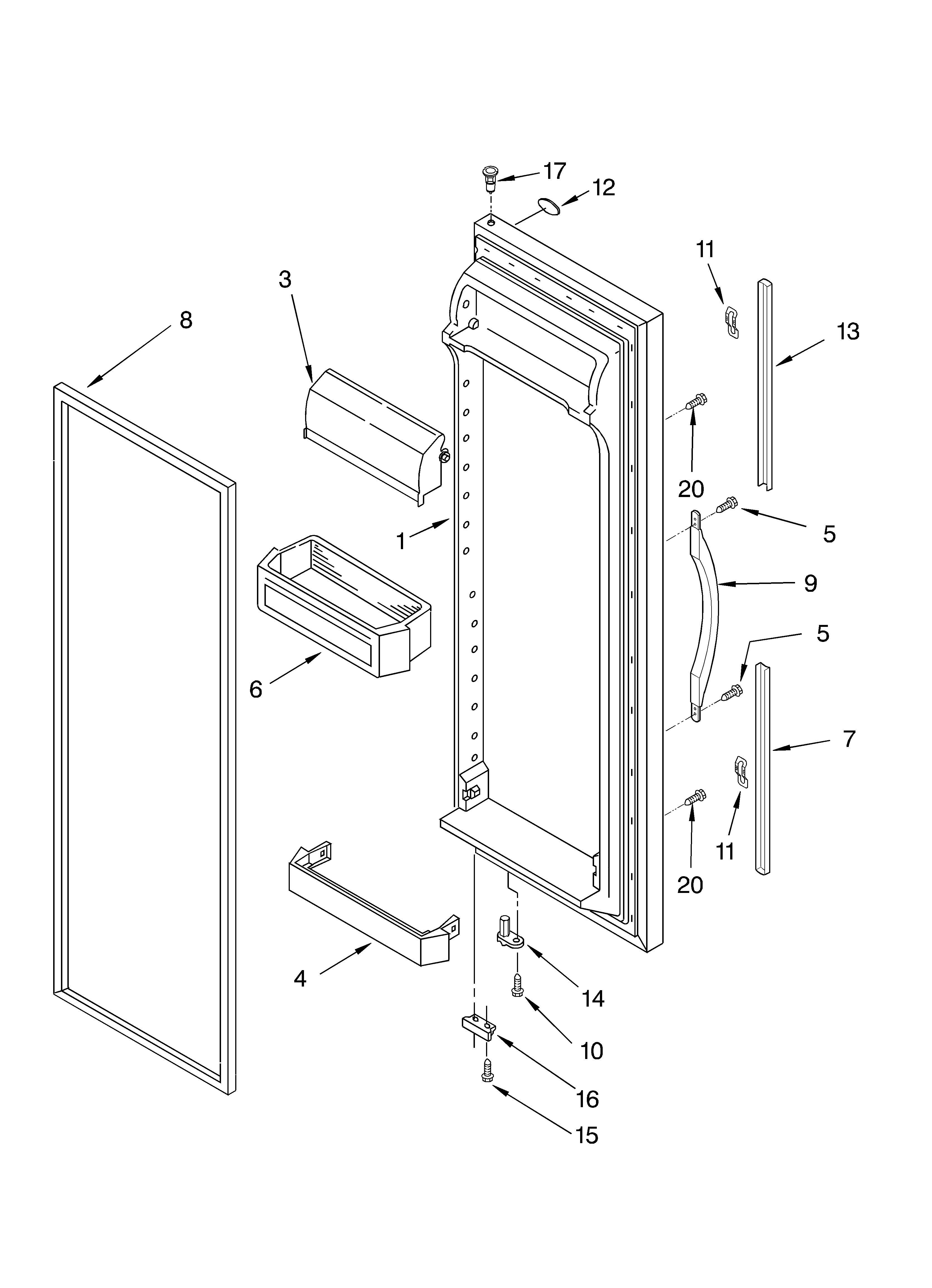 Whirlpool ED2SHAXMQ00 refrigerator door parts diagram
