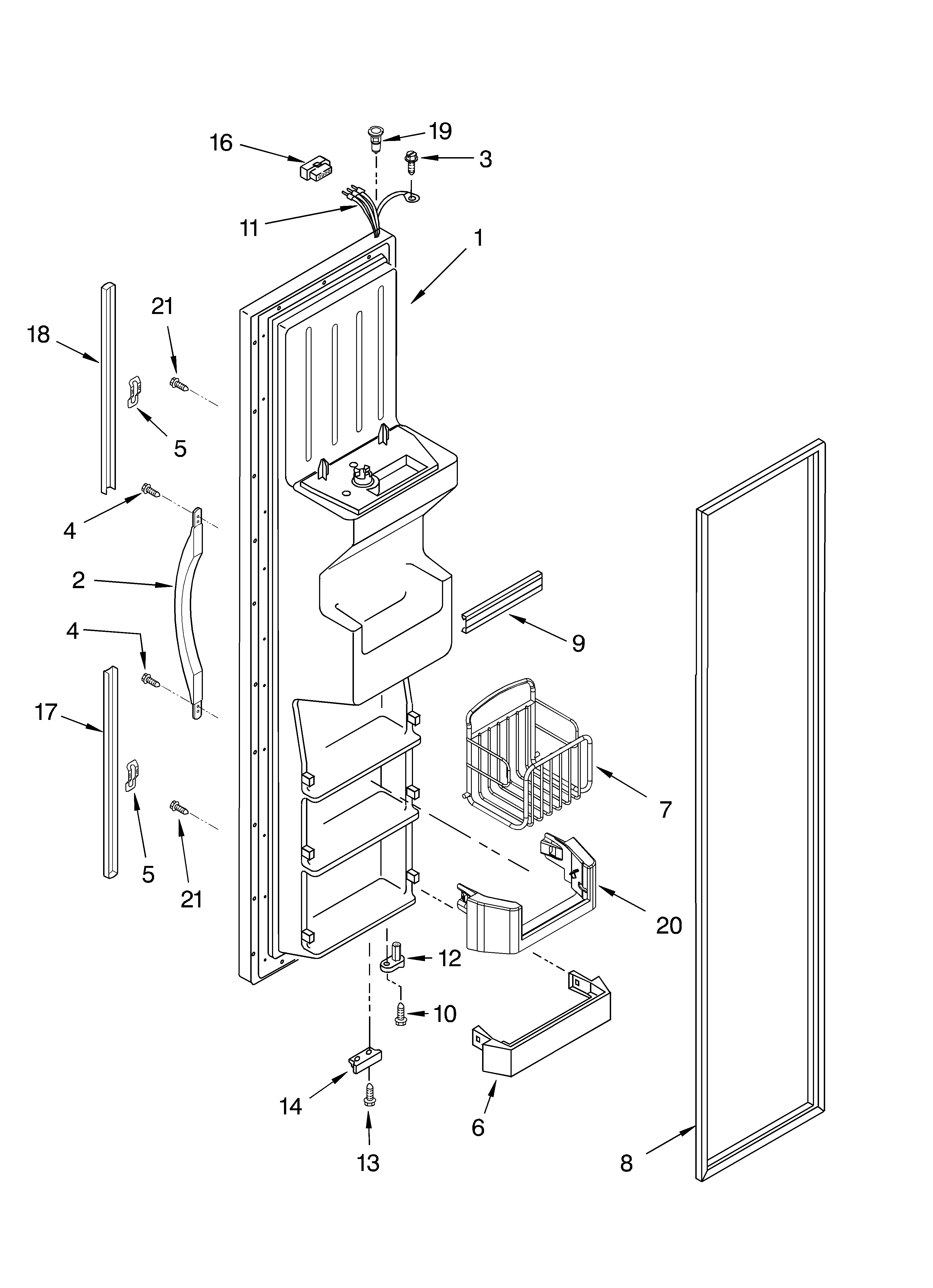 Whirlpool ED2SHAXMQ00 freezer door parts diagram
