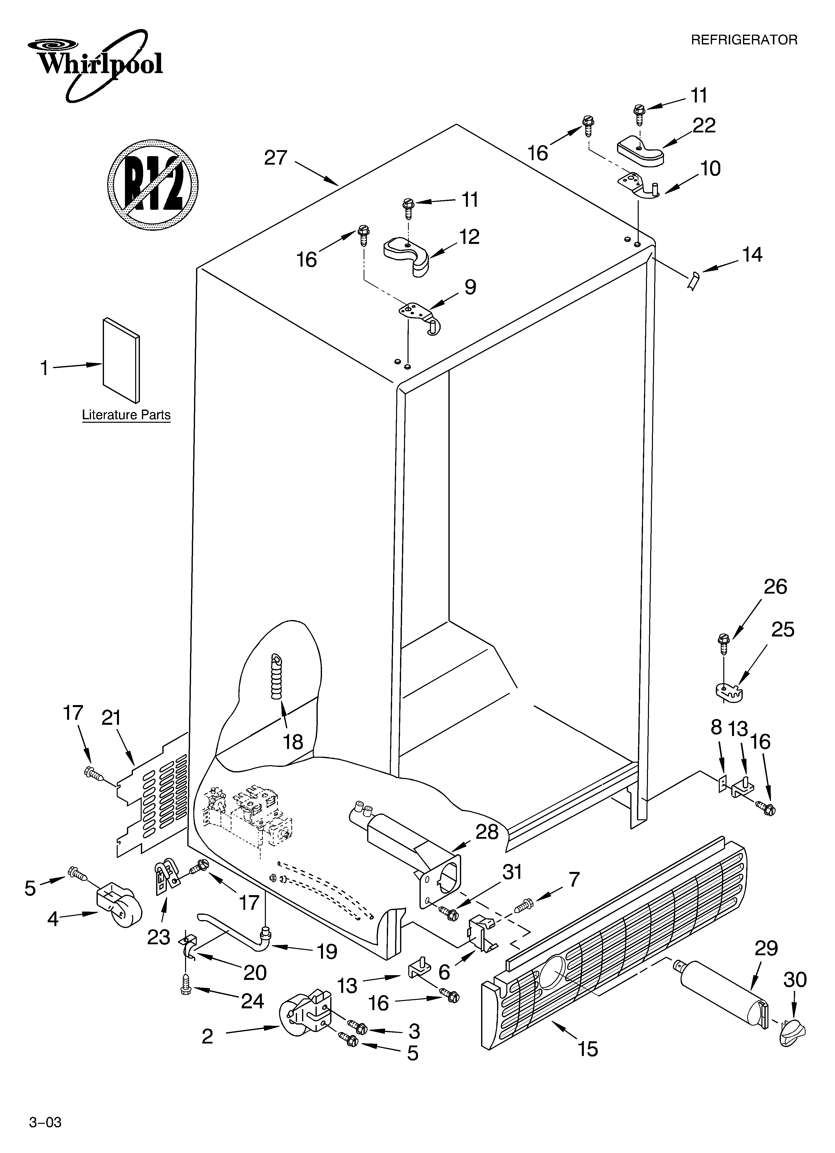 Whirlpool ED2VHGXMT00 cabinet parts diagram