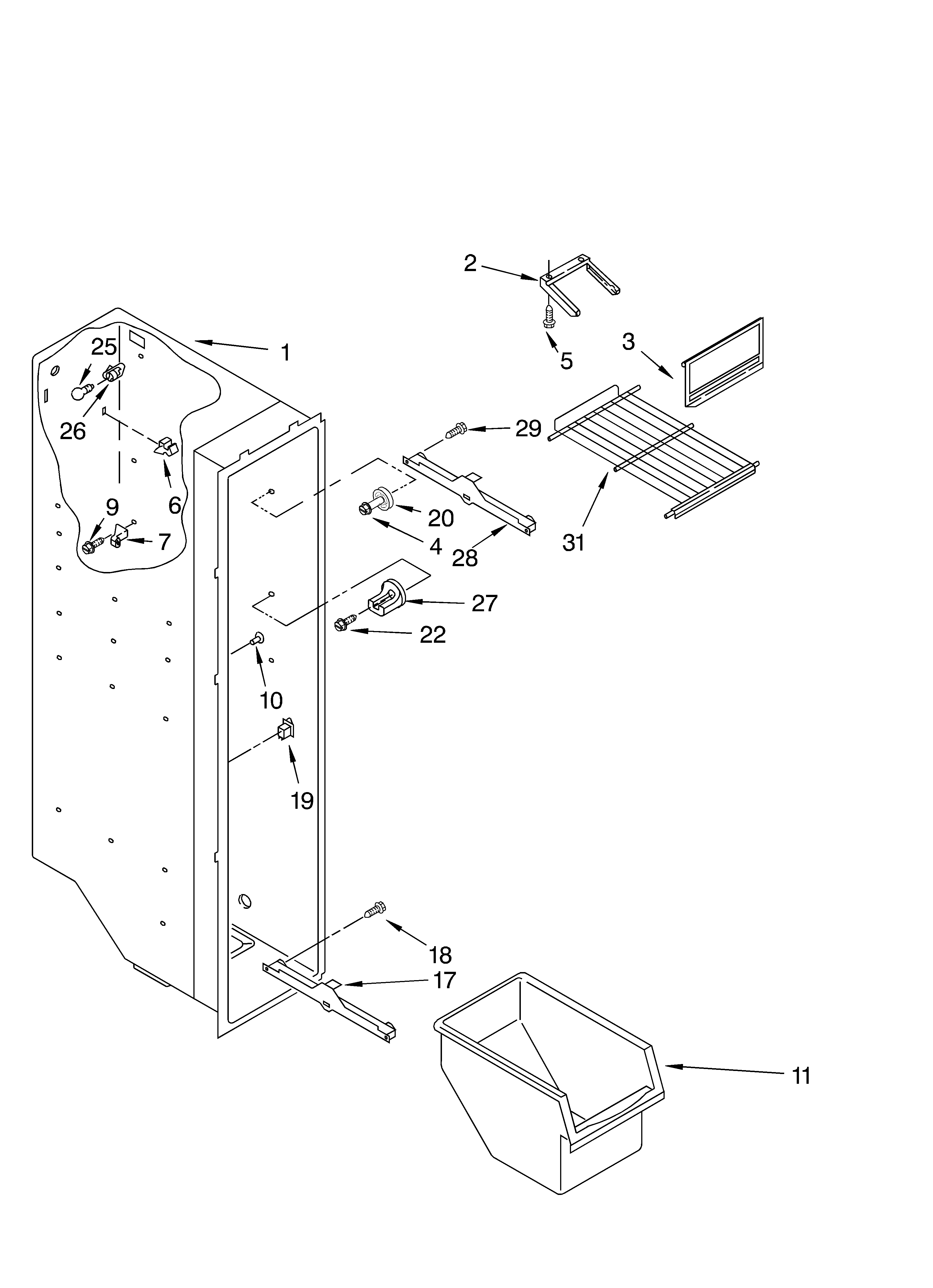 Whirlpool ED2VHGXMT00 freezer liner parts diagram