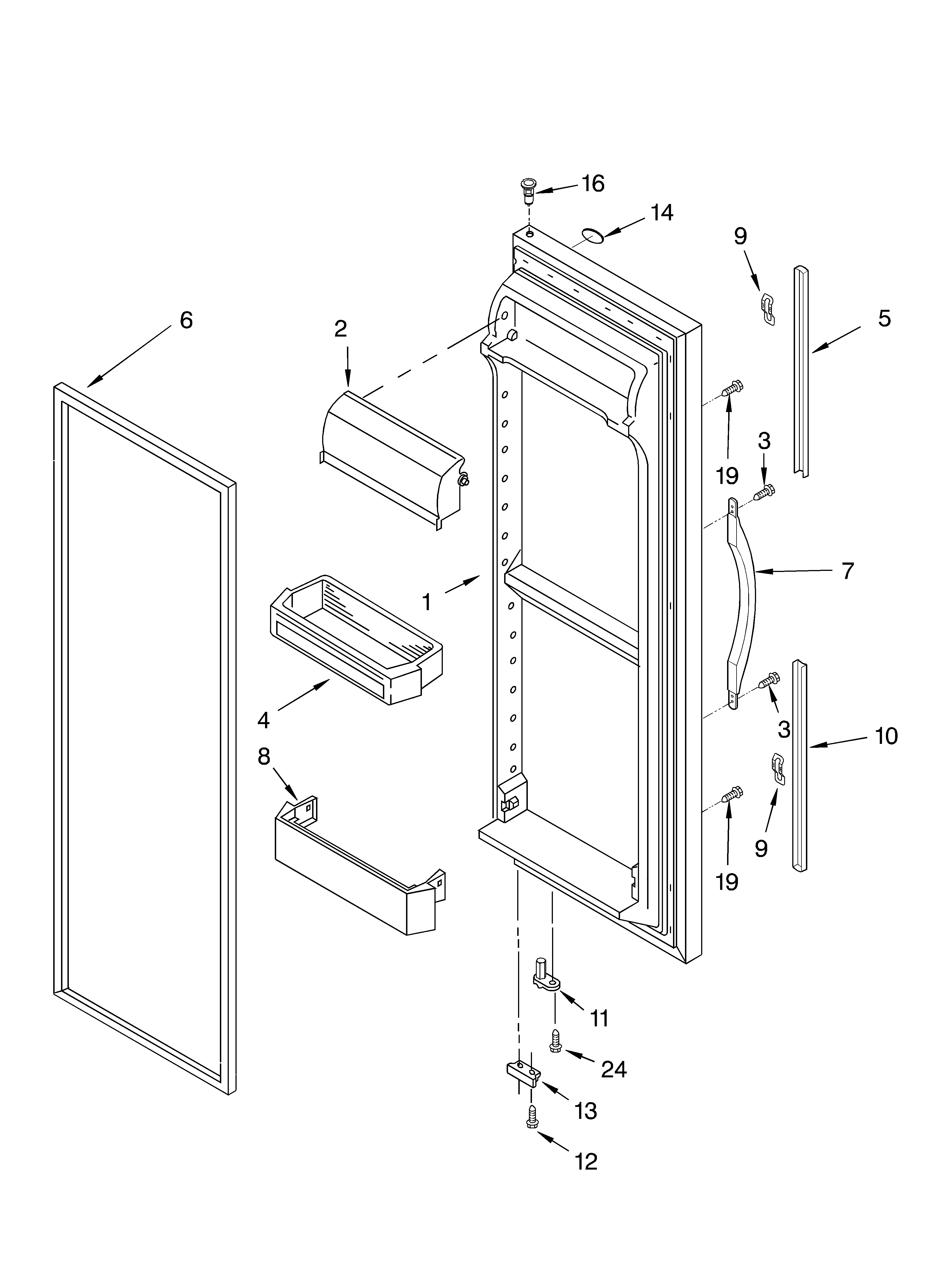 Whirlpool ED2VHGXMT00 refrigerator door parts diagram