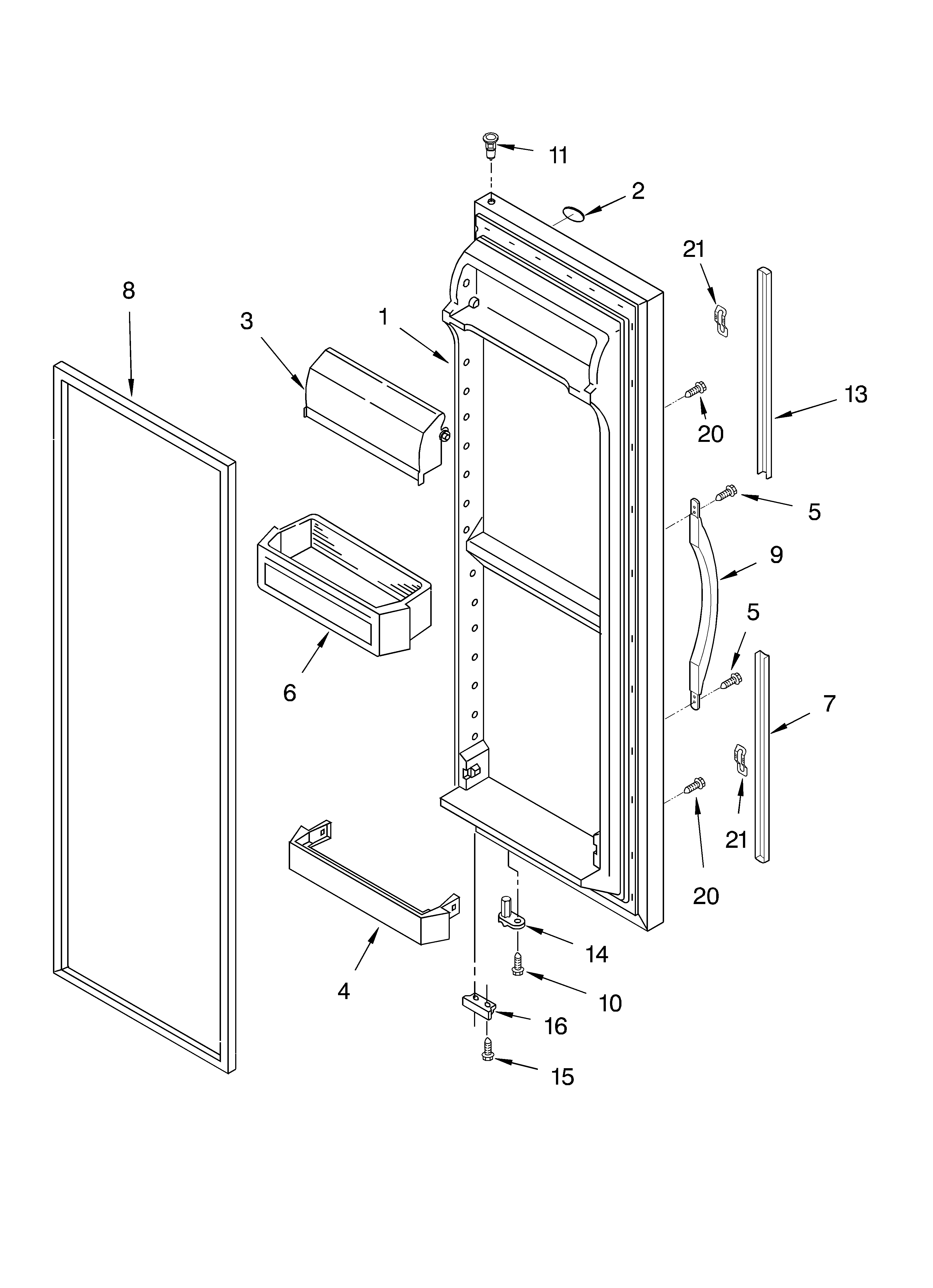 Whirlpool ED5CHQXKB03 refrigerator door parts diagram