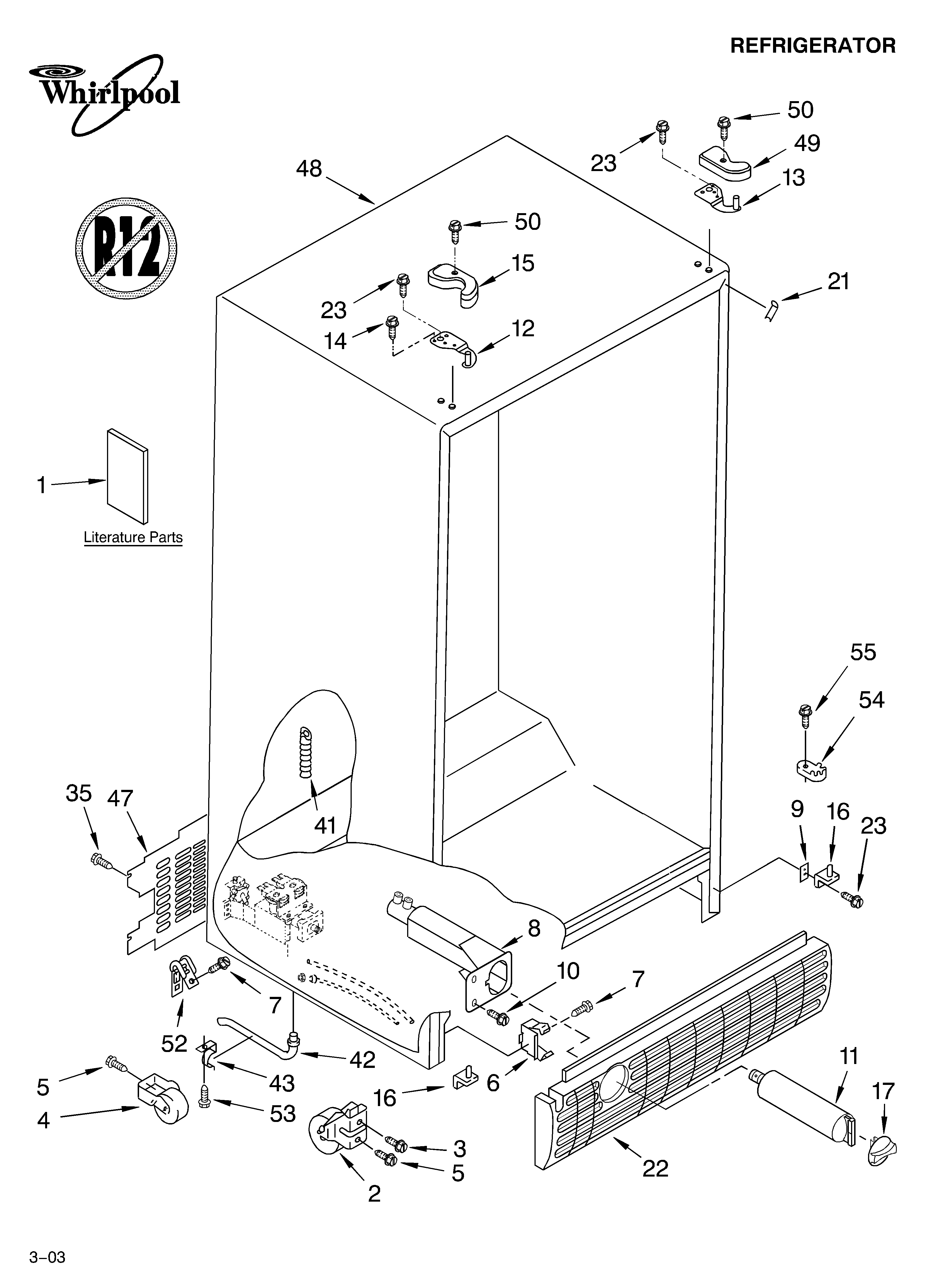 Whirlpool ED5FHEXMB00 cabinet parts diagram