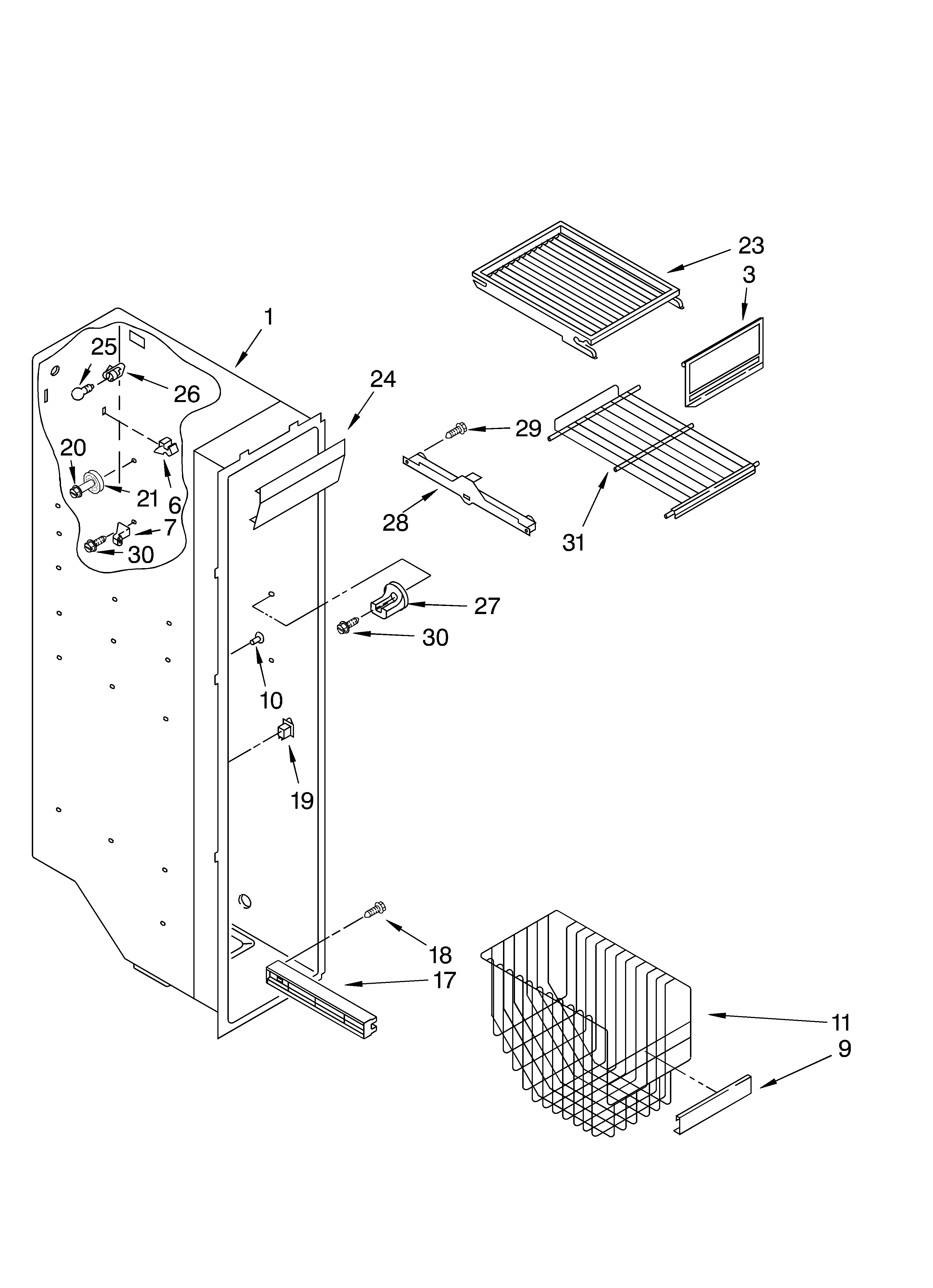 Whirlpool ED5FHEXMB00 freezer liner parts diagram
