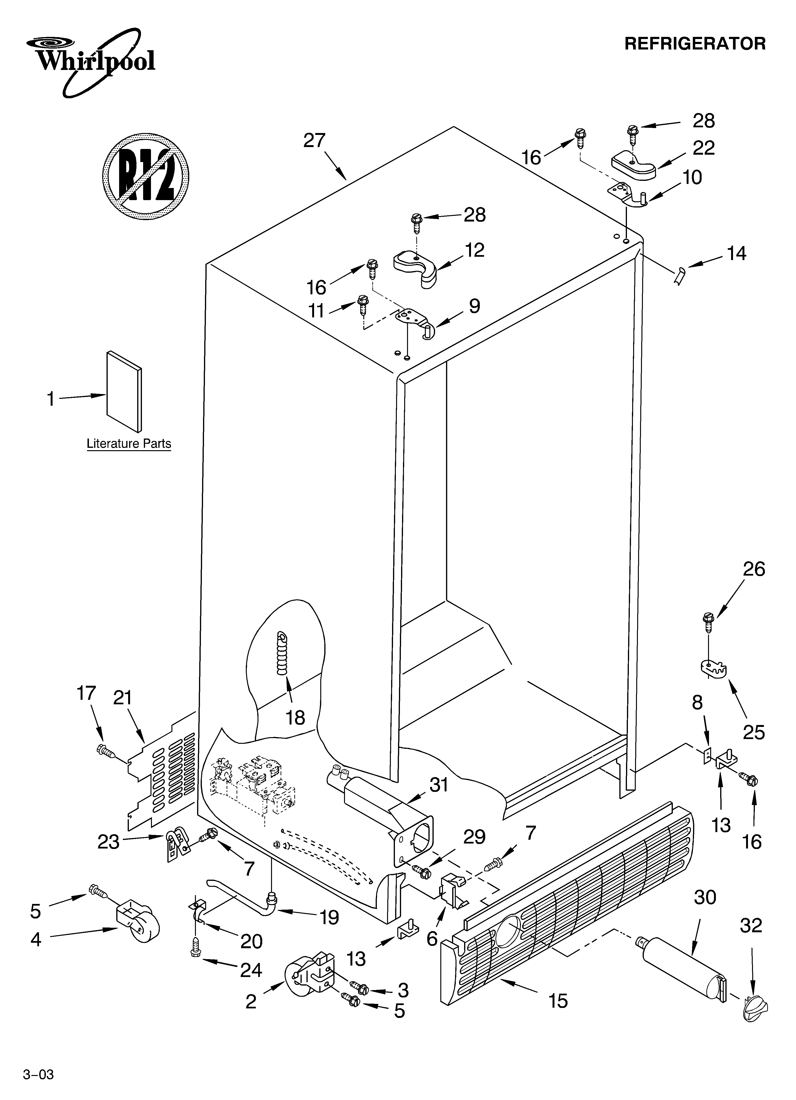 Whirlpool ED5NTGXMT00 cabinet parts diagram