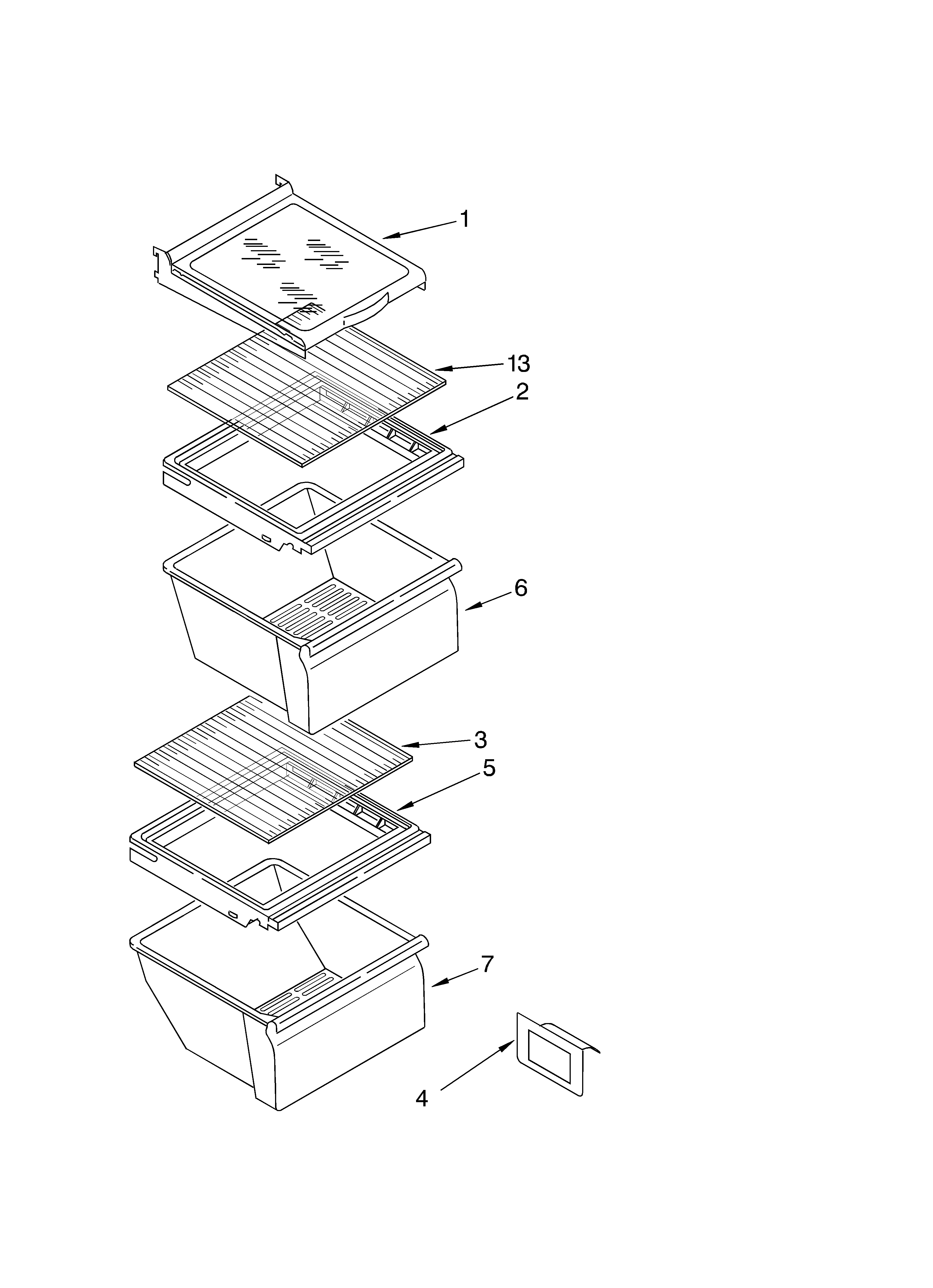 Whirlpool ED5NTGXMT00 refrigerator shelf parts diagram