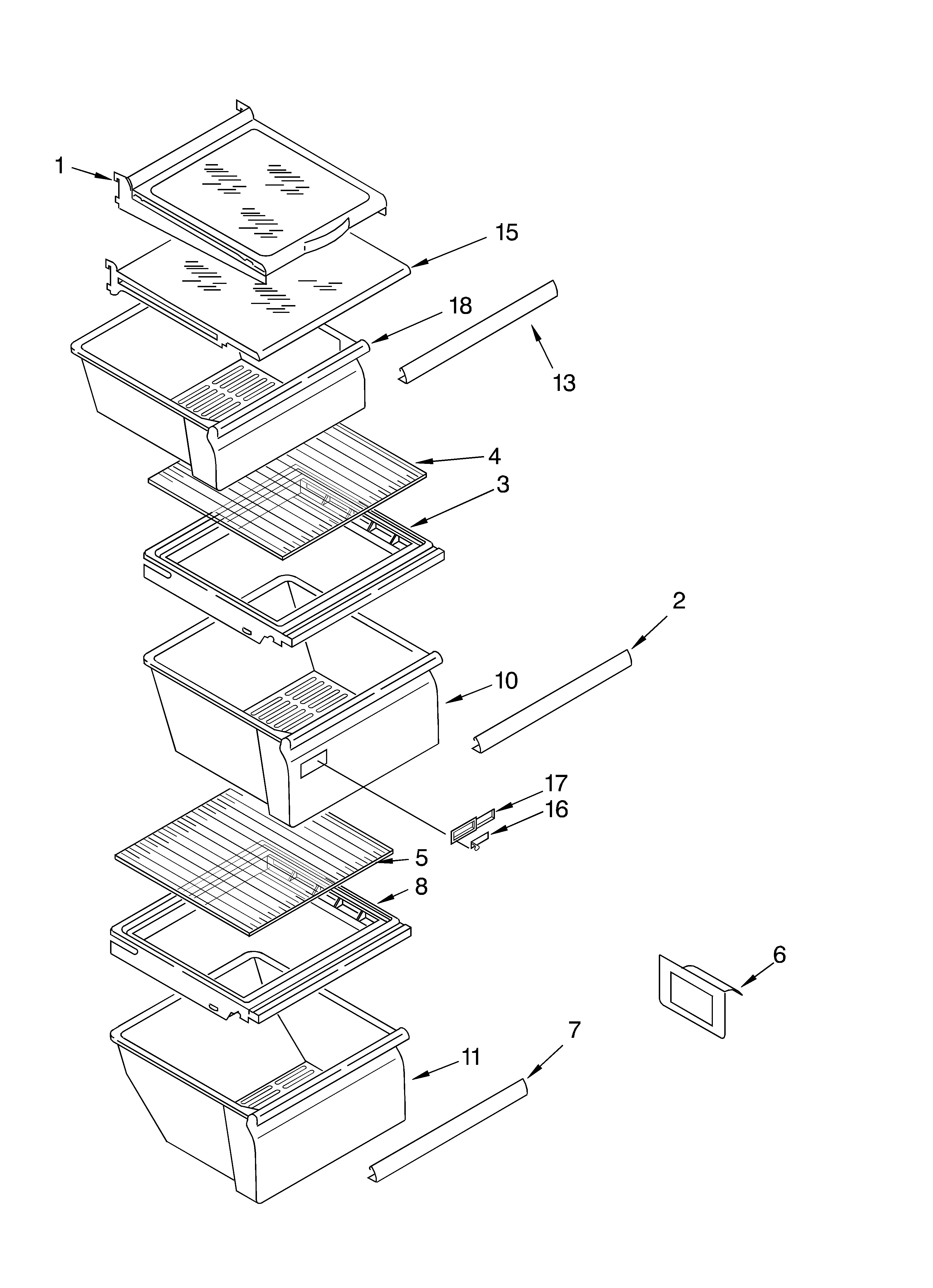 Whirlpool ED7FHEXMB00 refrigerator shelf parts diagram
