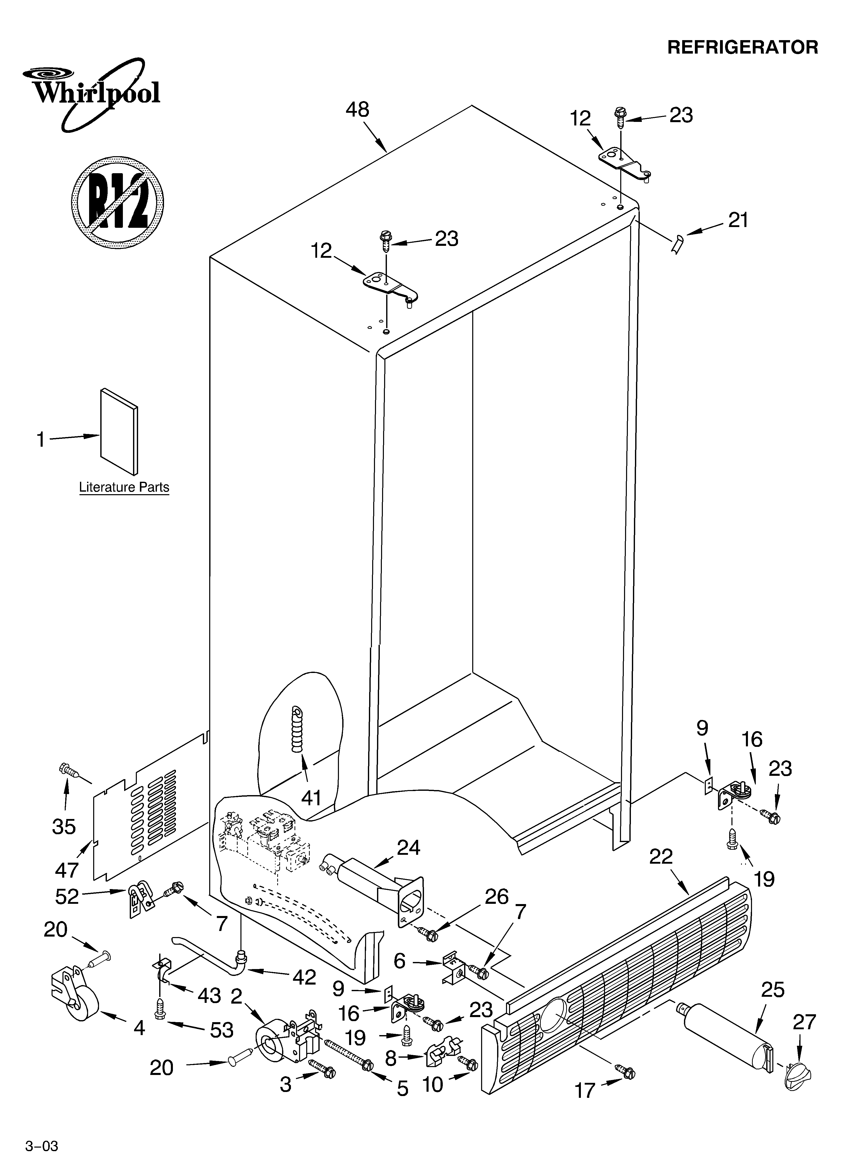 Whirlpool GC5THGXKB00 cabinet parts diagram