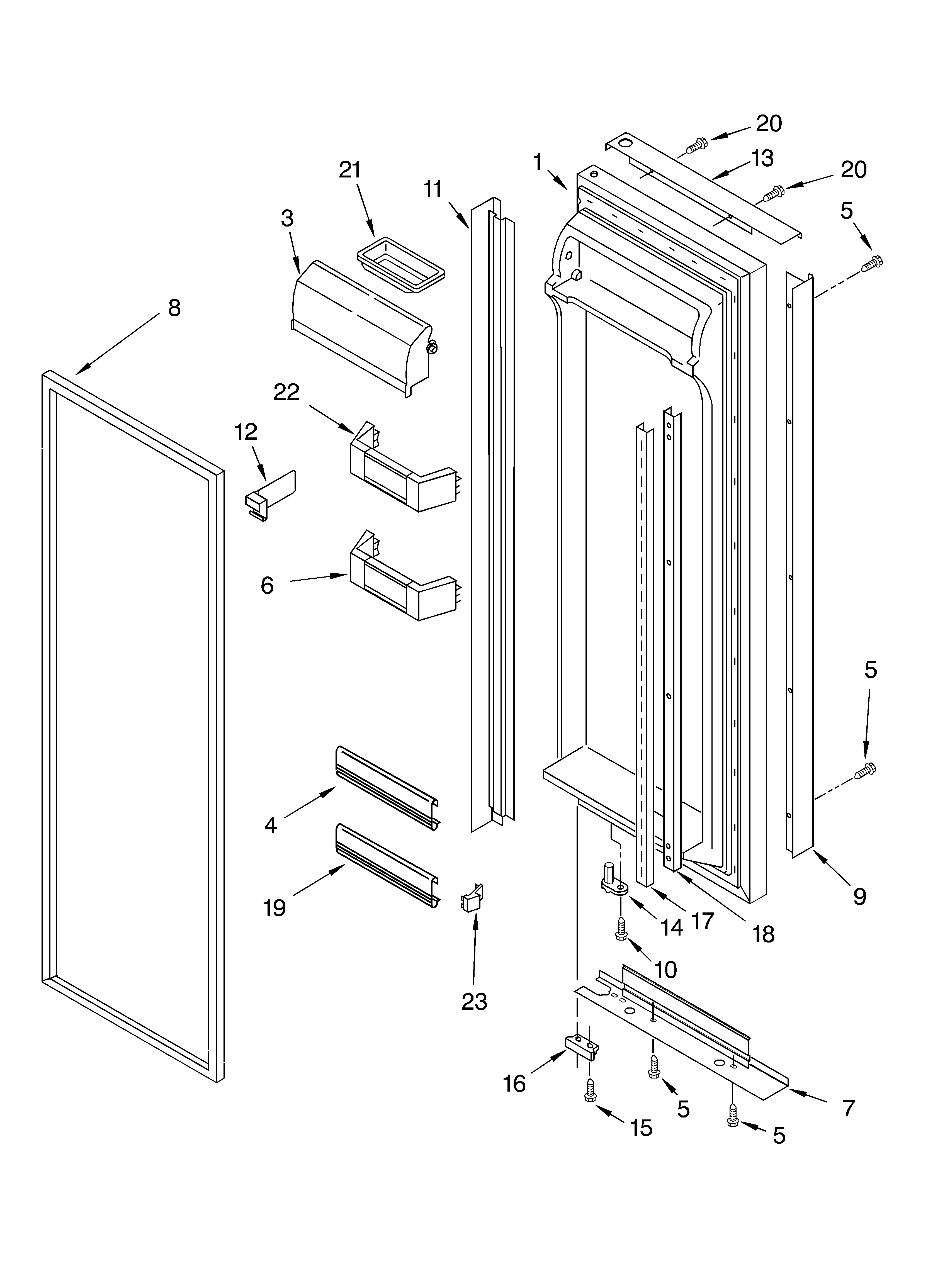 Whirlpool GC5THGXKB00 refrigerator door parts diagram