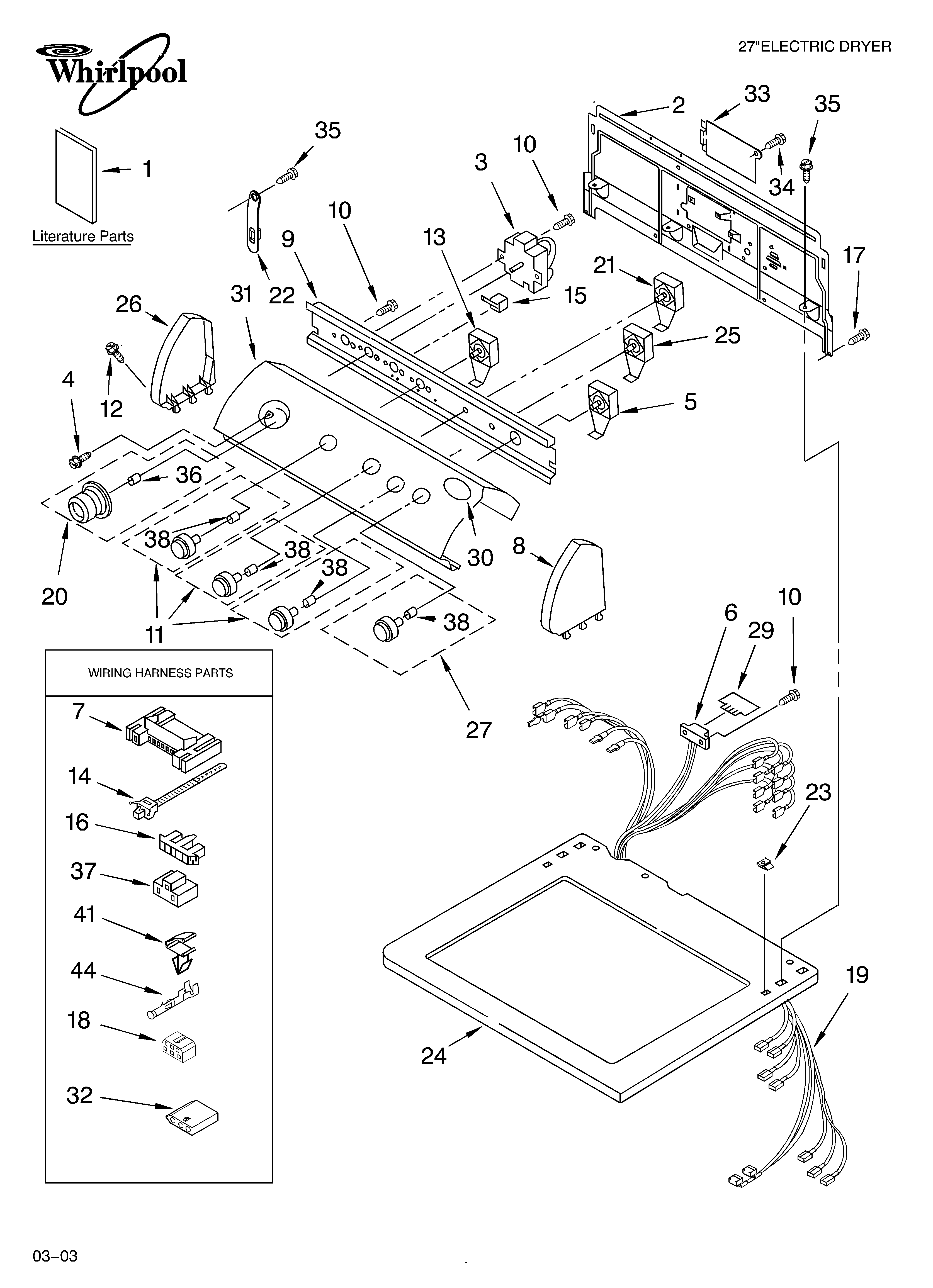 Whirlpool GEQ8821LW1 top and console parts diagram
