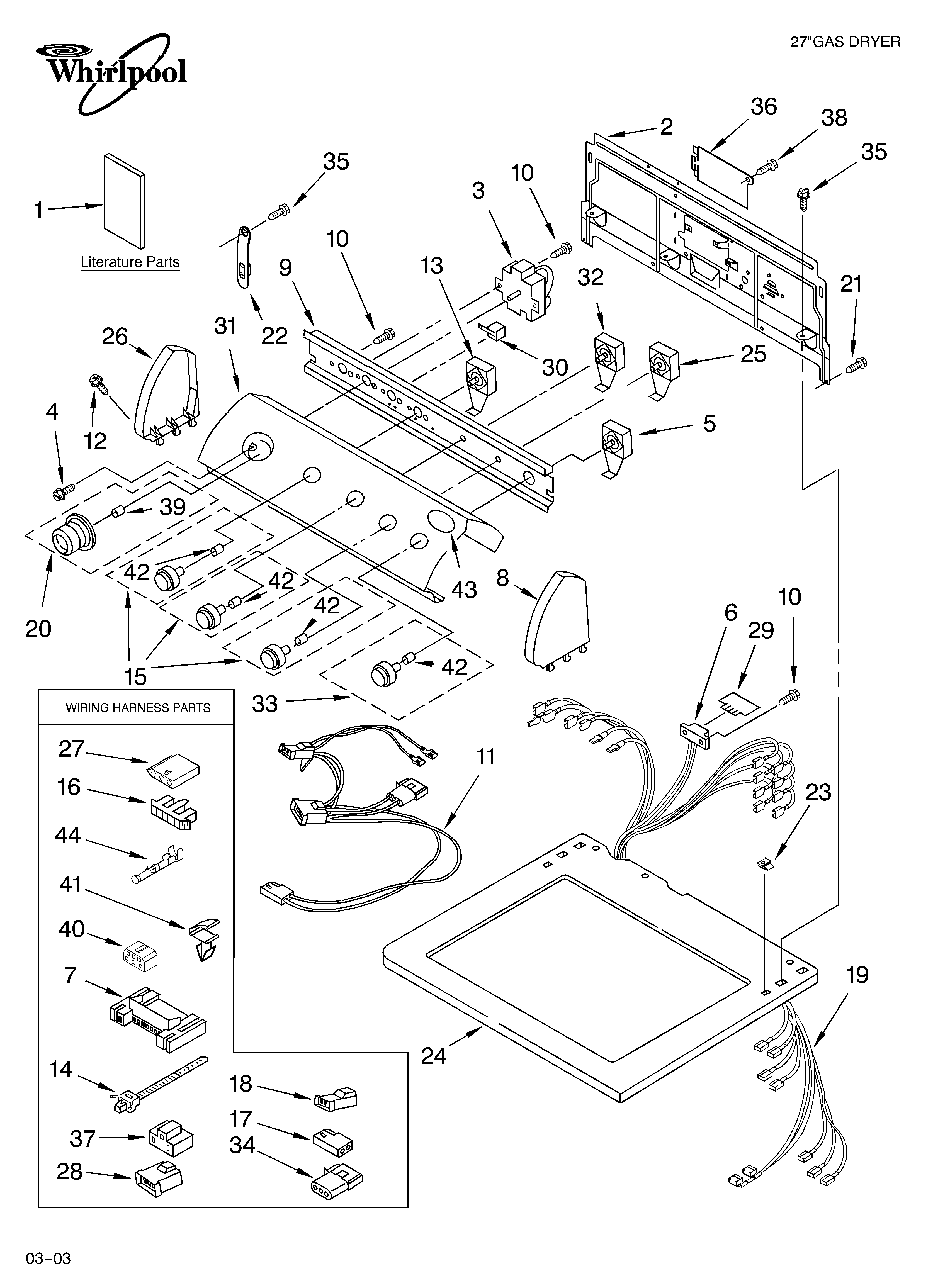 Whirlpool GGQ8811LL1 top and console parts diagram