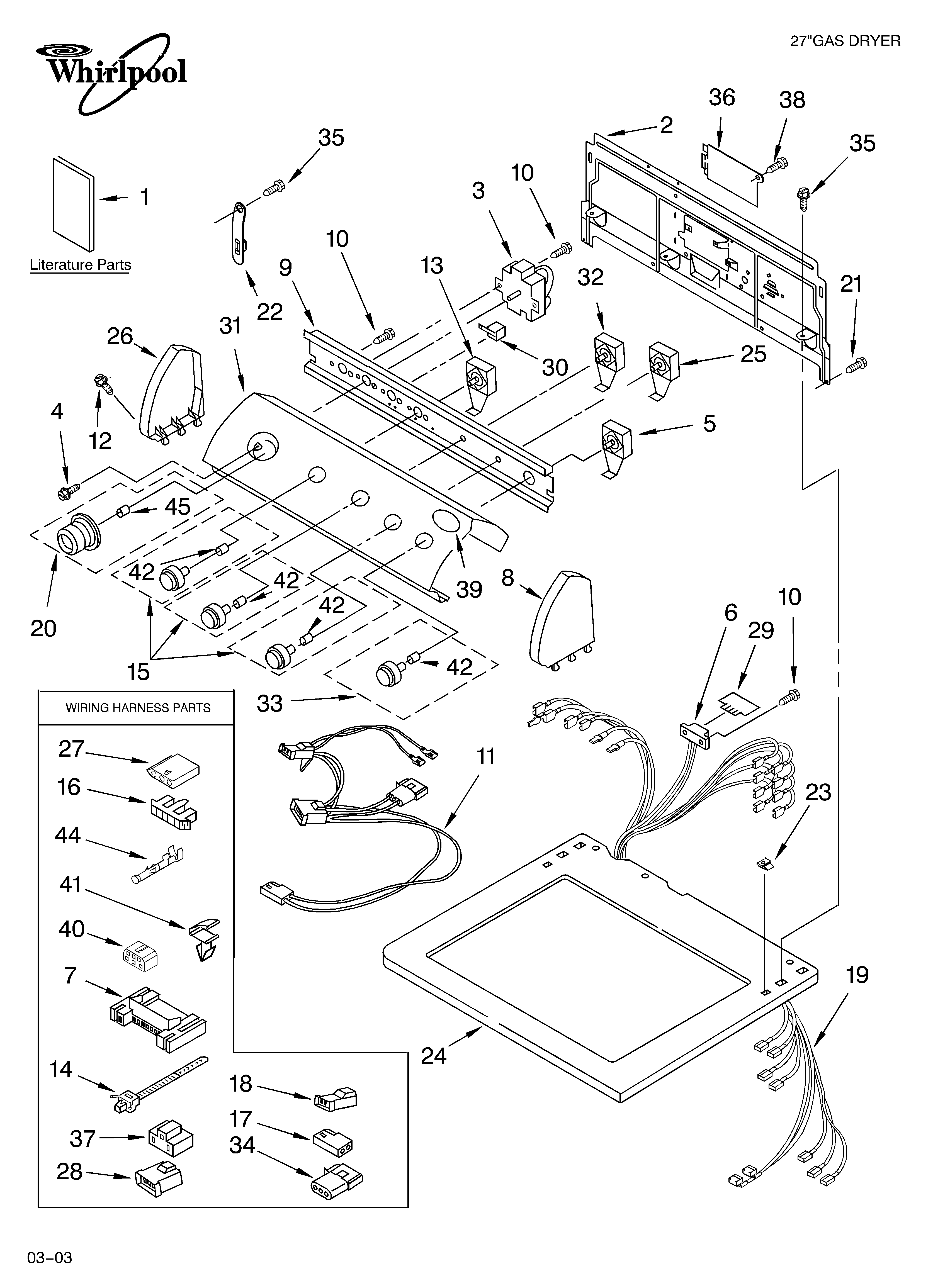 Whirlpool GGQ8821LW1 top and console parts diagram