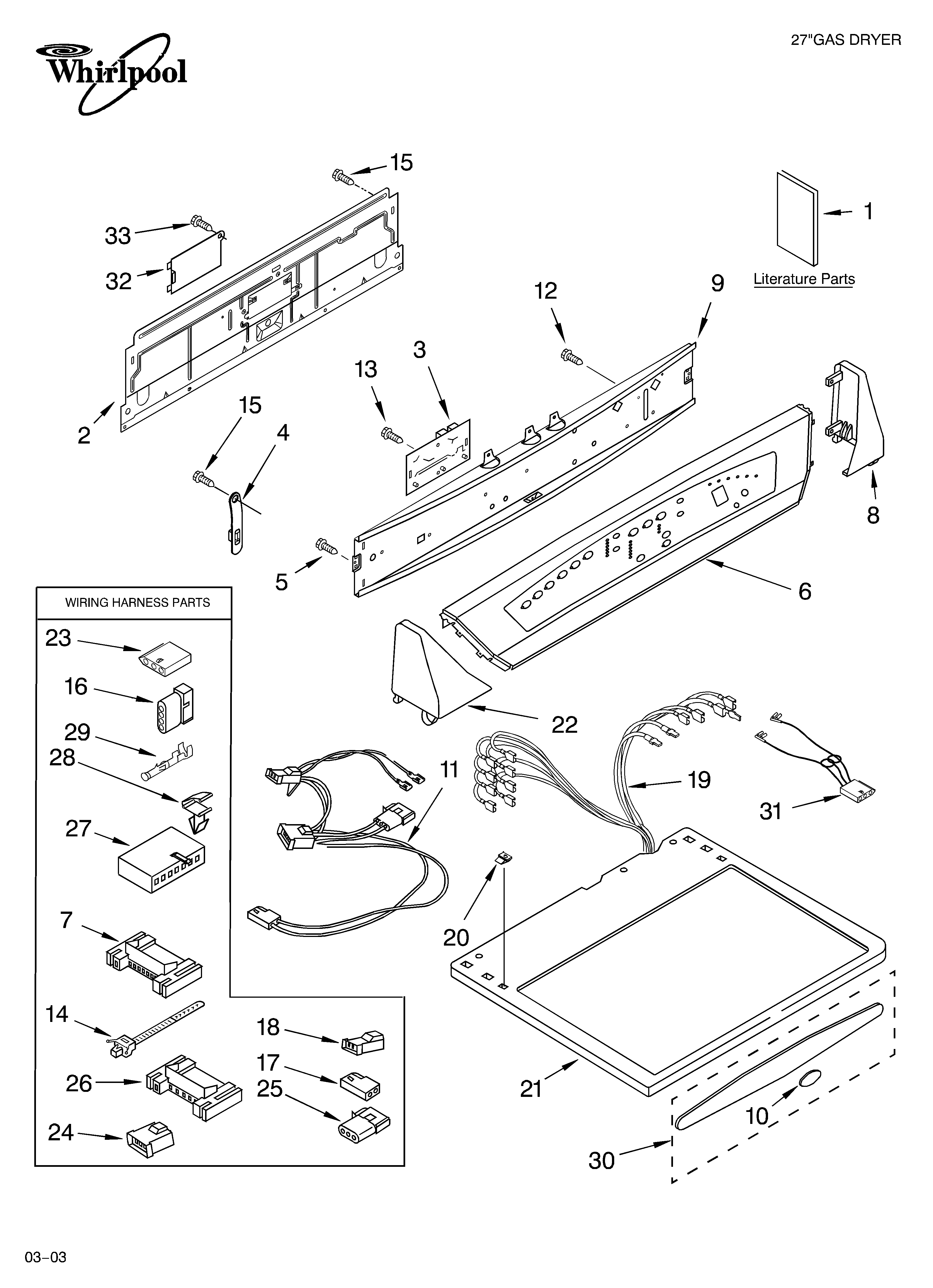 Whirlpool GGW9868KQ2 top and console parts diagram