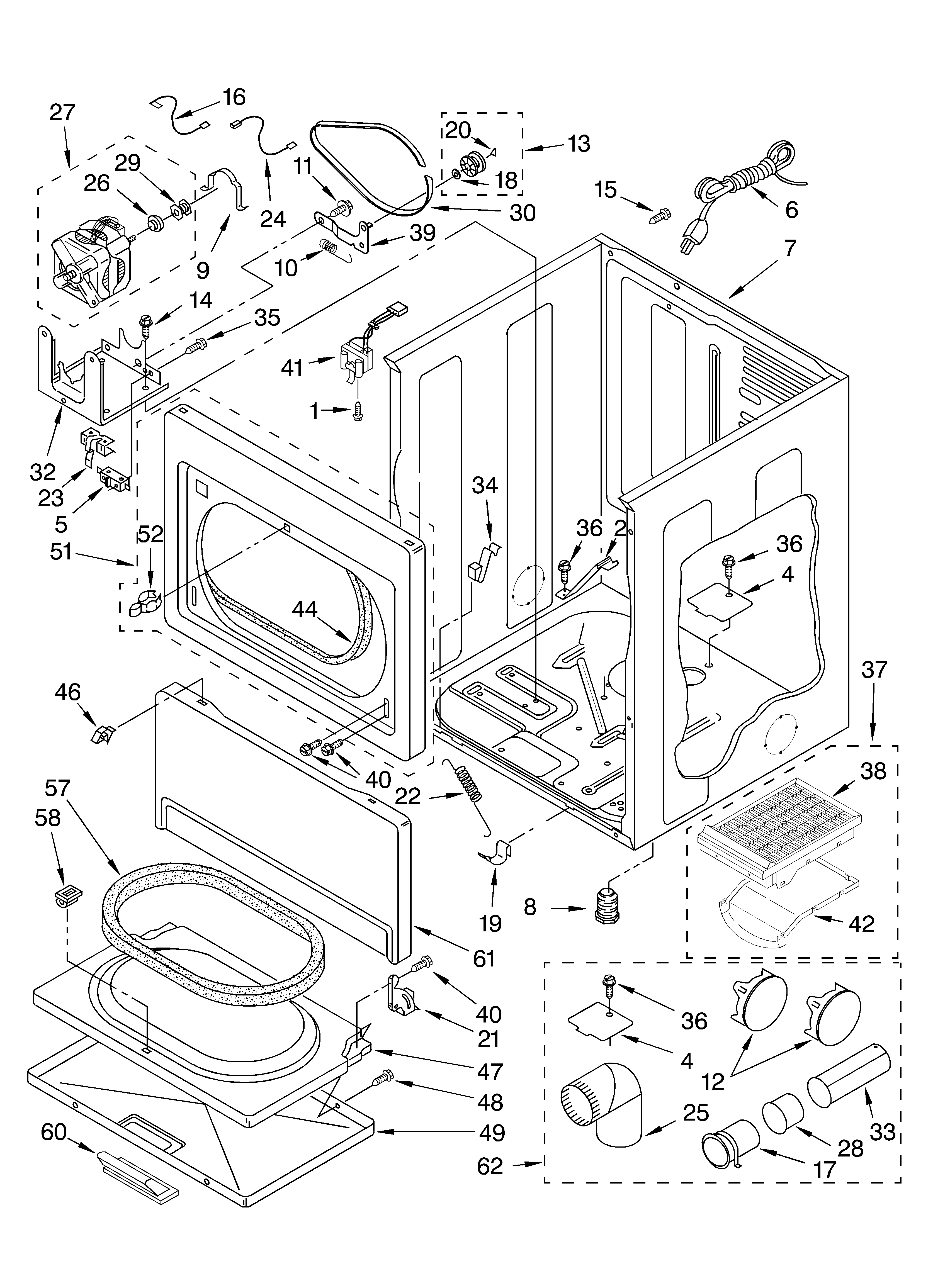 Whirlpool GGW9868KQ2 cabinet parts diagram