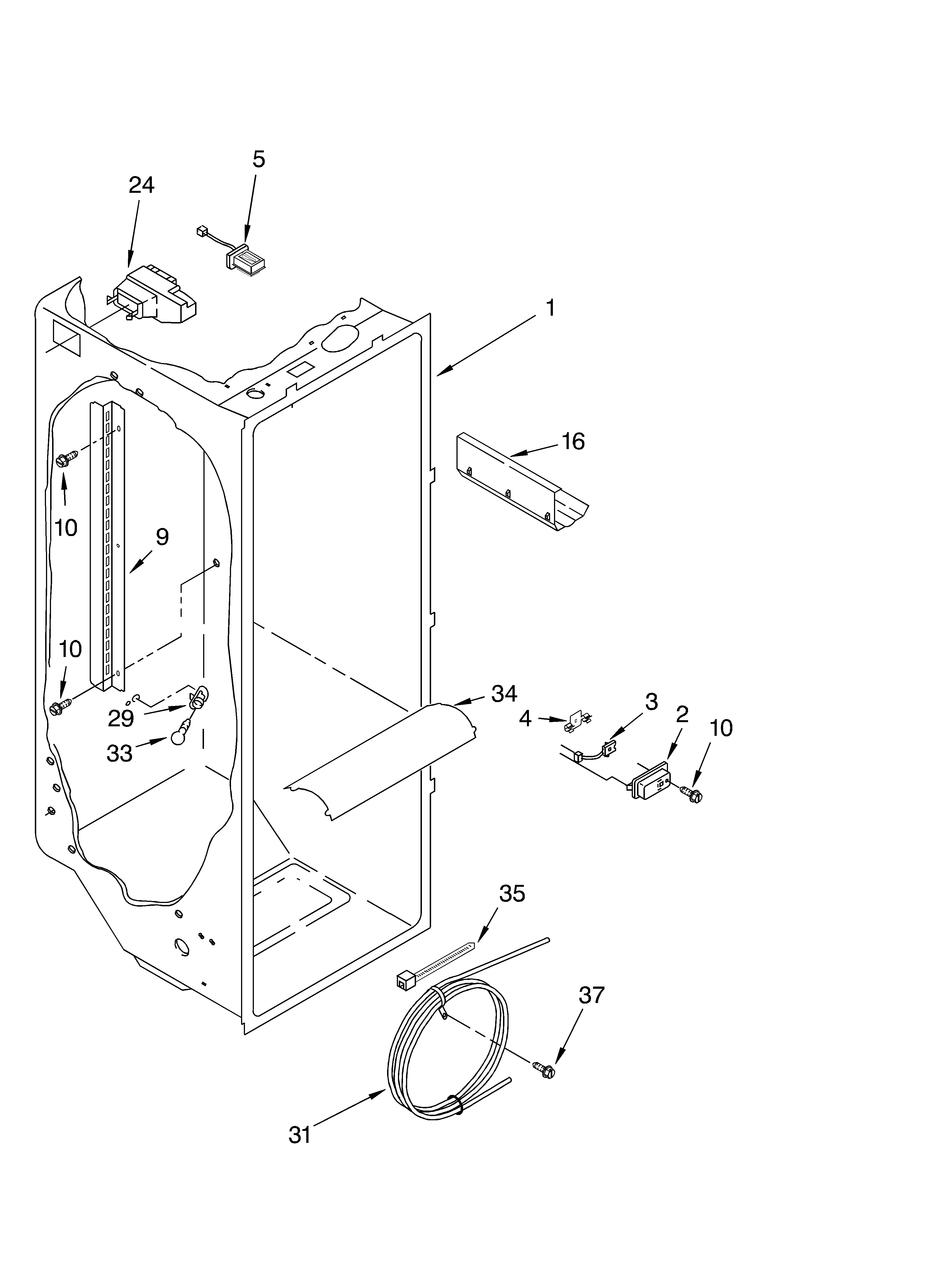 KitchenAid KSBP25FKSS01 refrigerator liner parts diagram