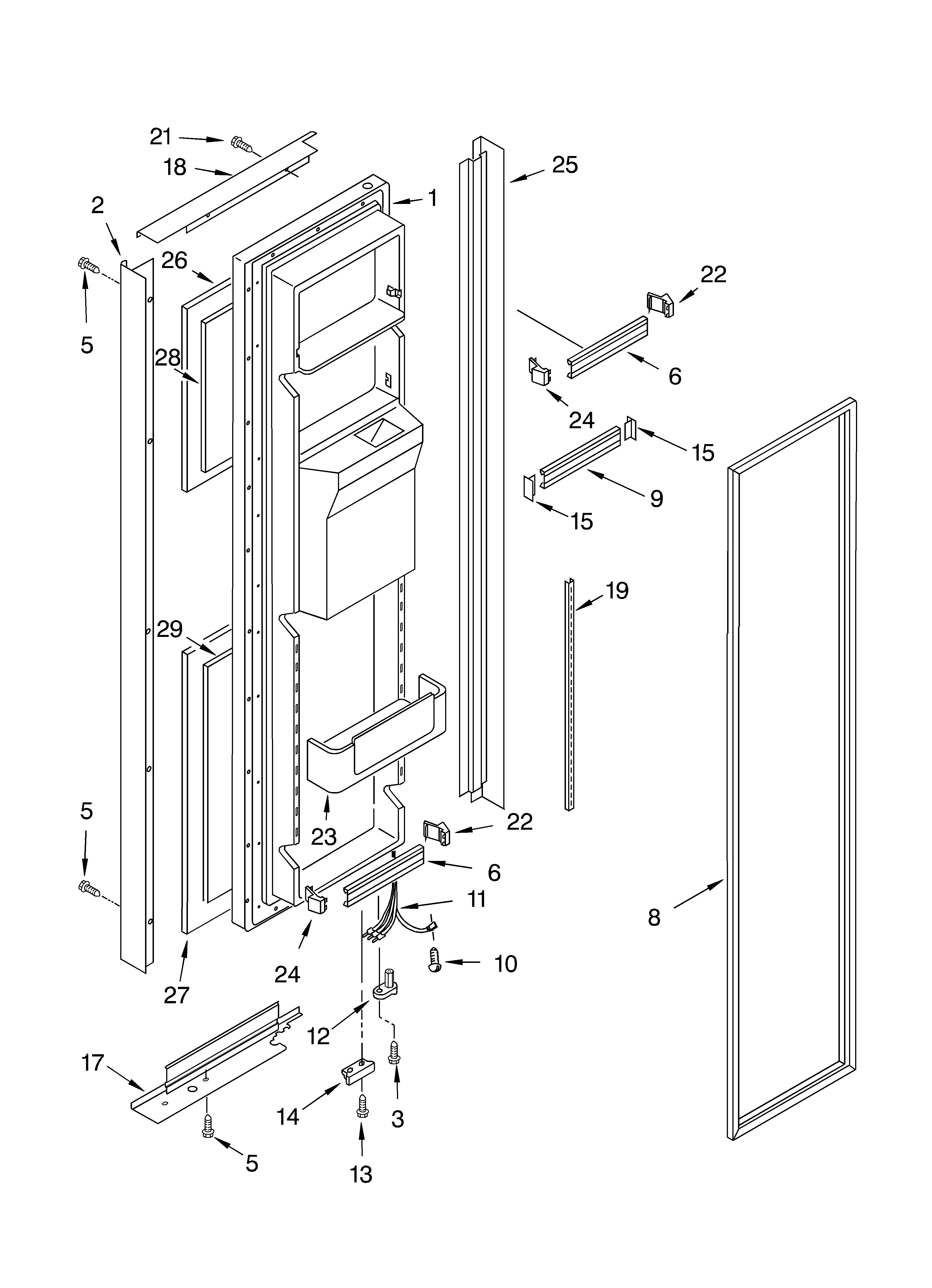 KitchenAid KSBP25FKSS01 freezer door parts diagram