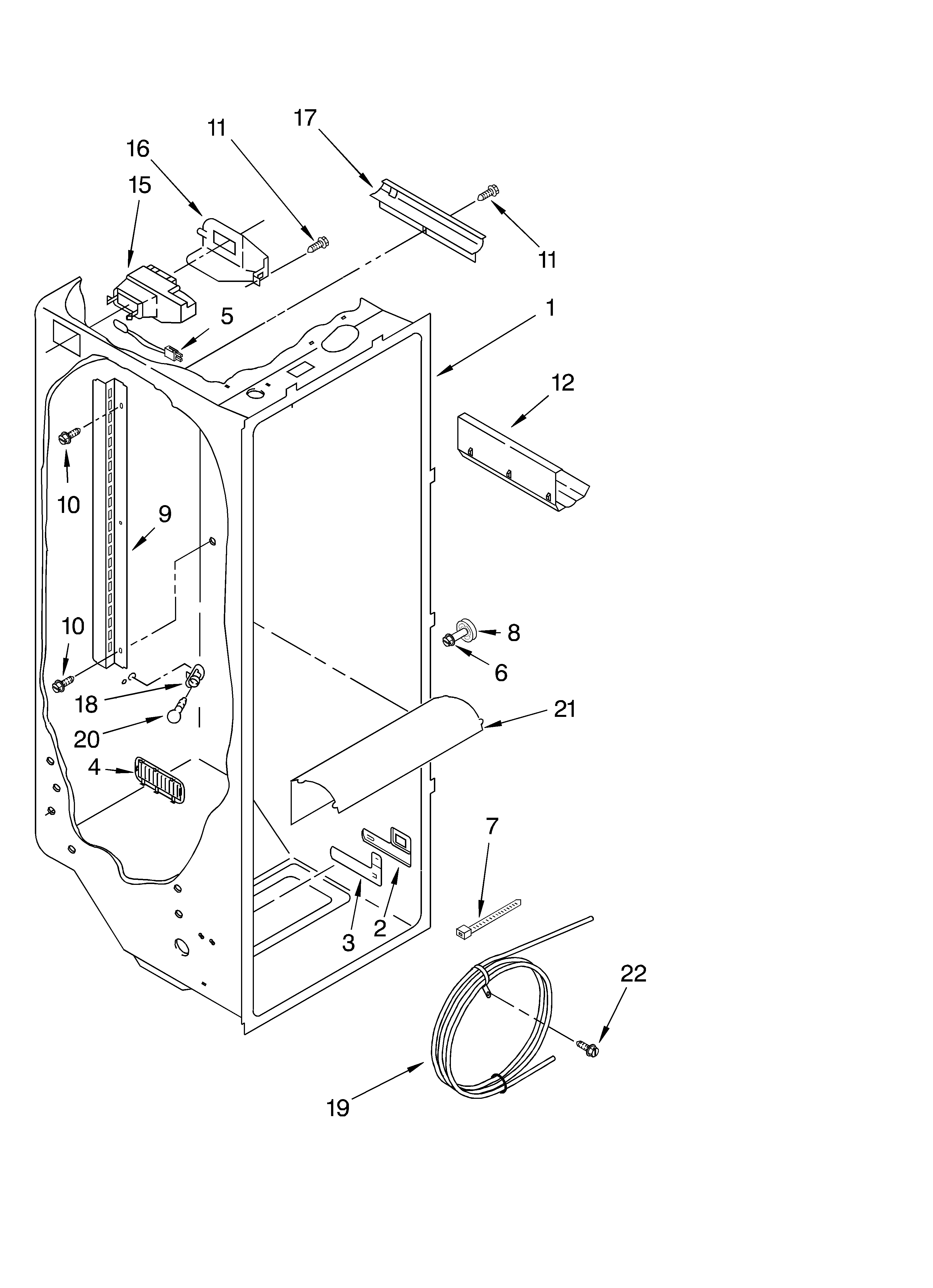 KitchenAid KSRA22FKWH00 refrigerator liner parts diagram