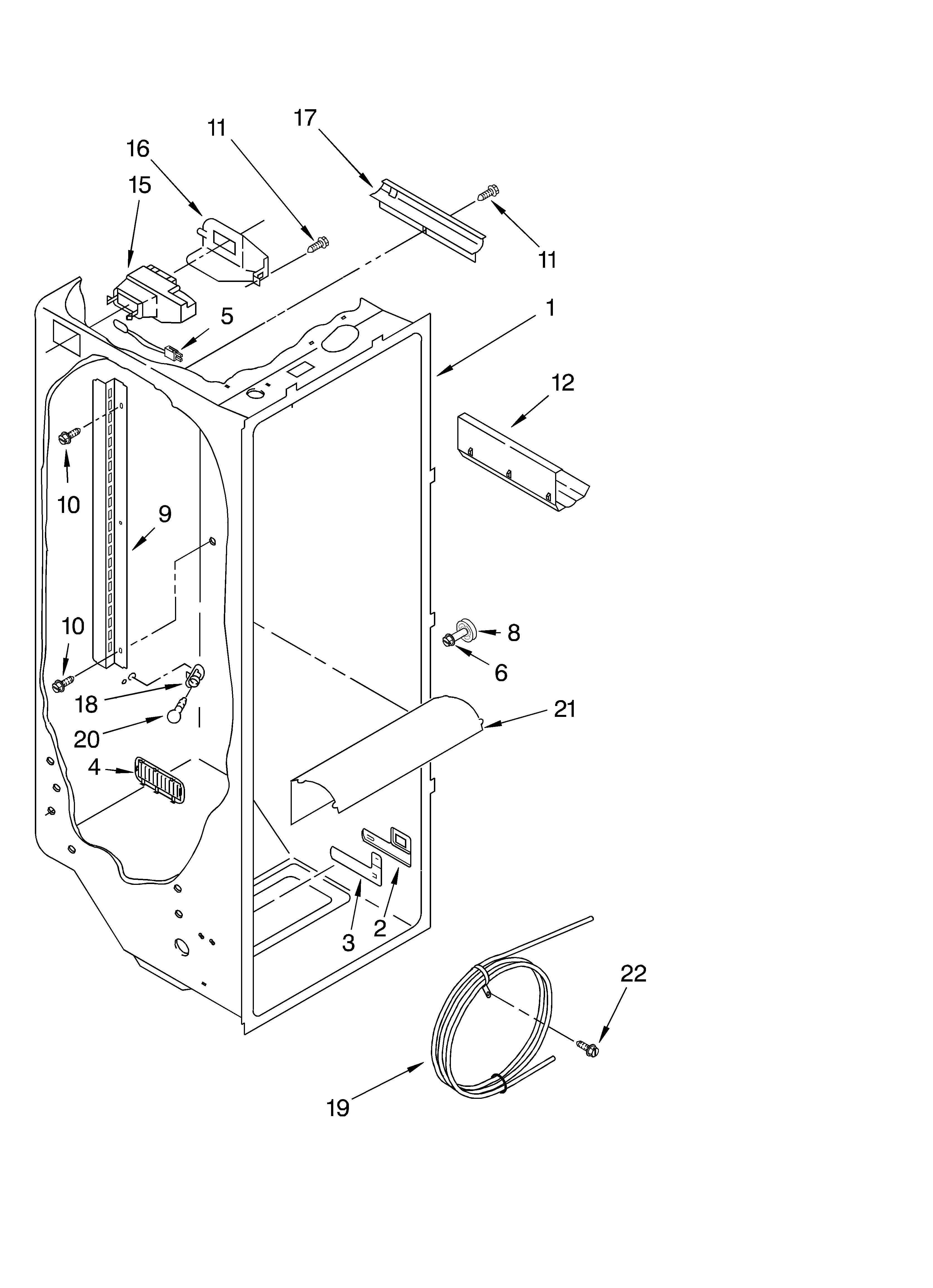 KitchenAid KSRA22ILSS01 refrigerator liner parts diagram