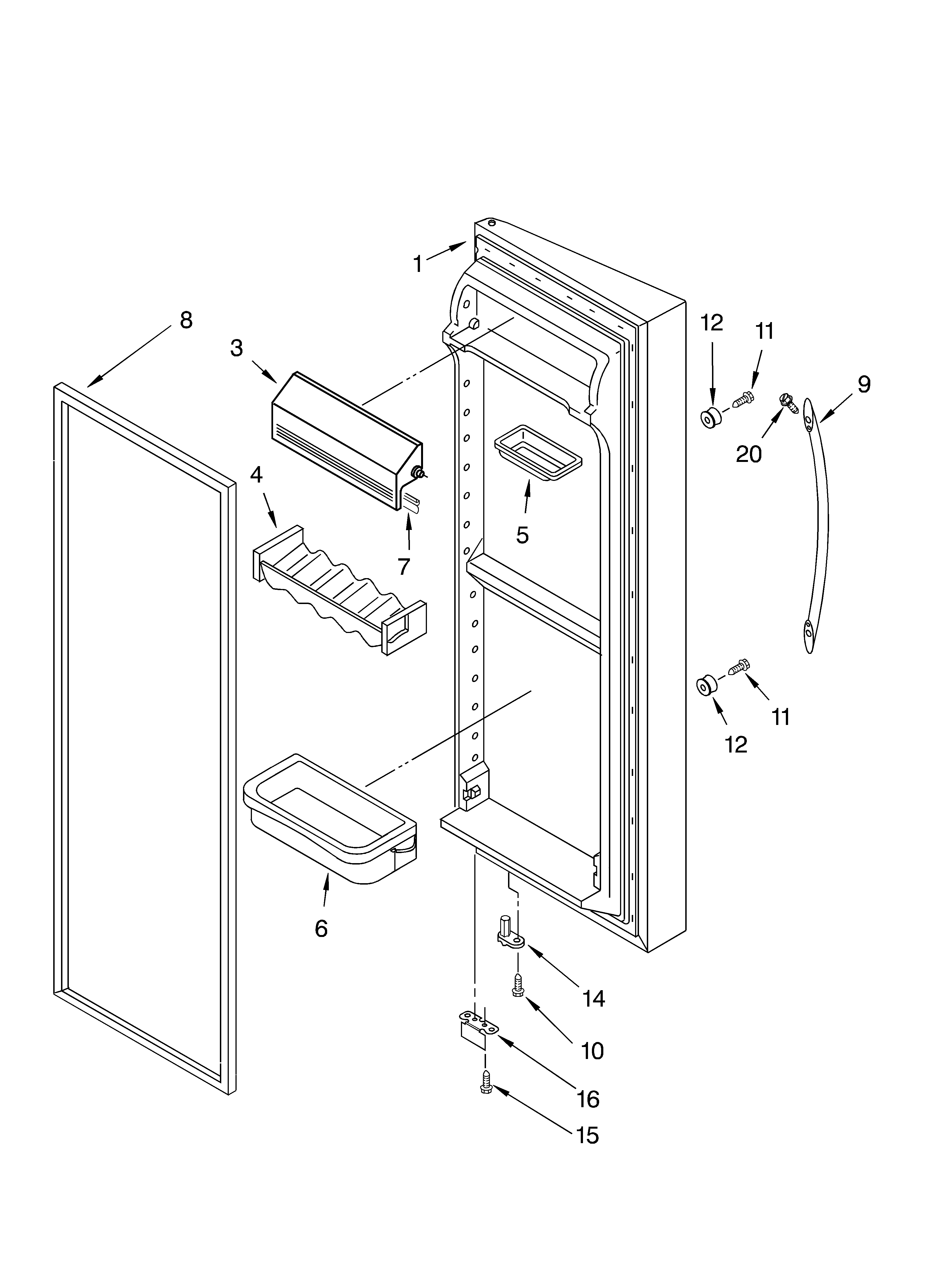 KitchenAid KSRA22ILSS01 refrigerator door parts diagram
