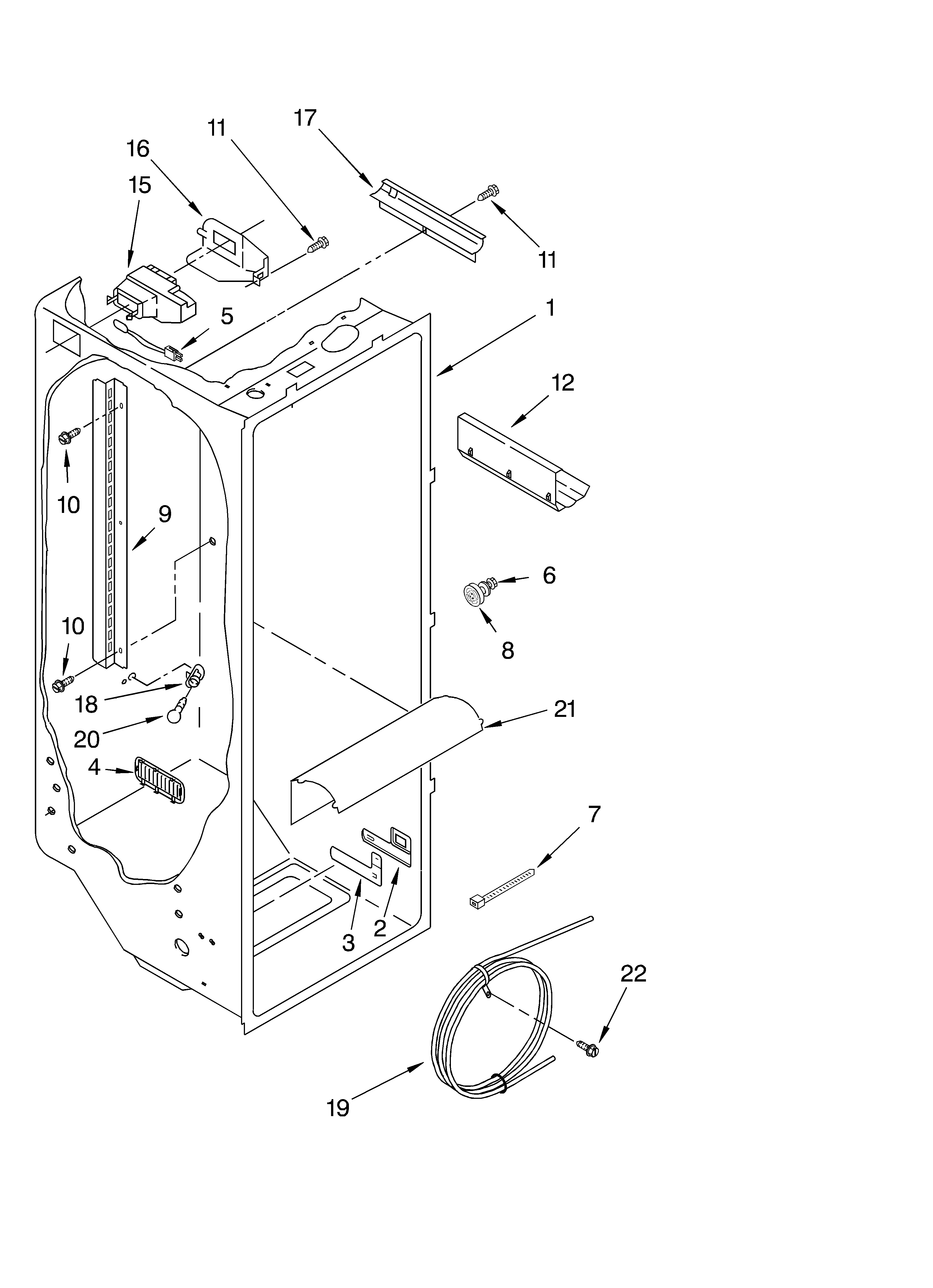 KitchenAid KSRA22ILWH02 refrigerator liner parts diagram