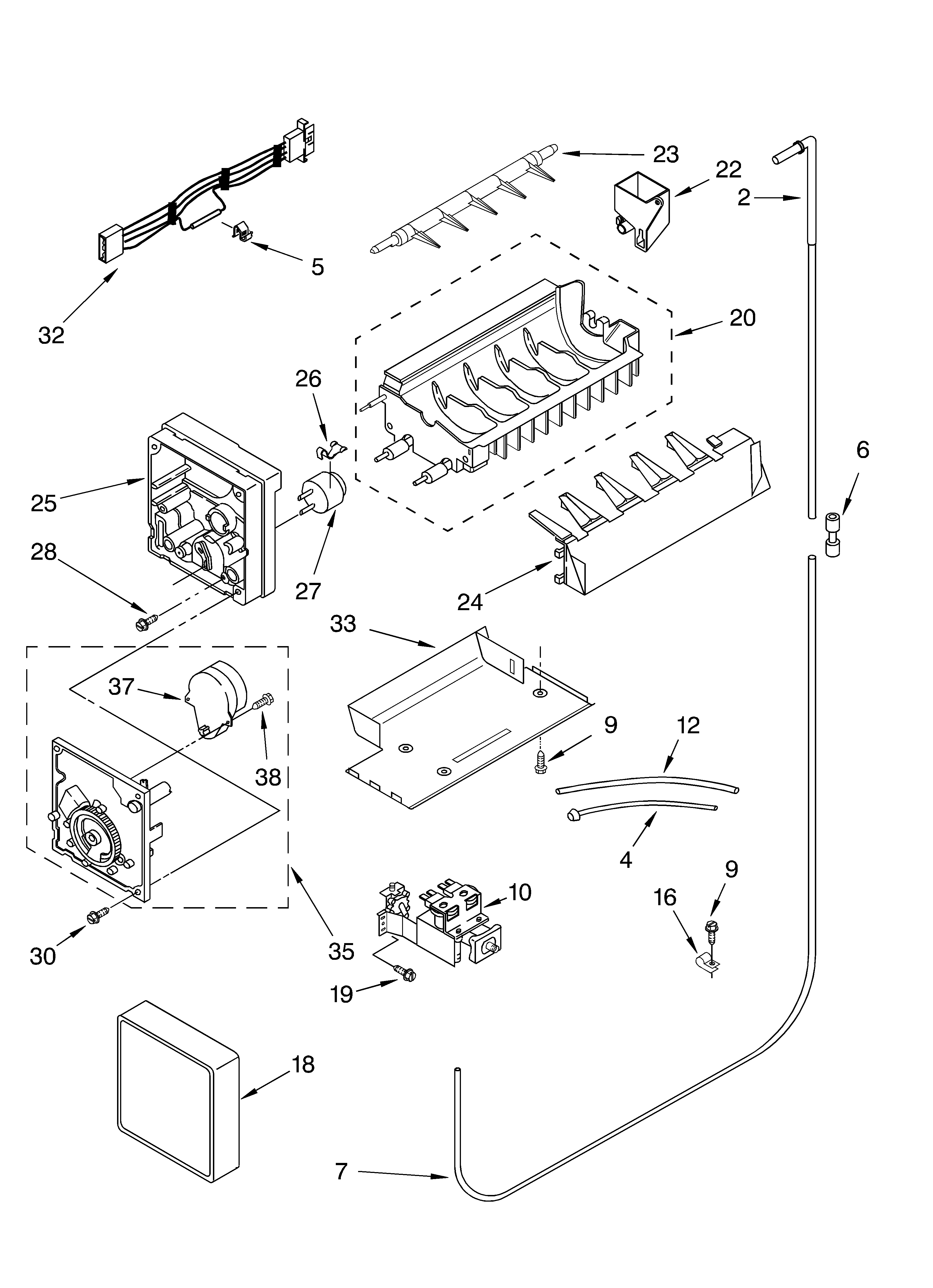KitchenAid KSRA22ILWH02 icemaker parts diagram
