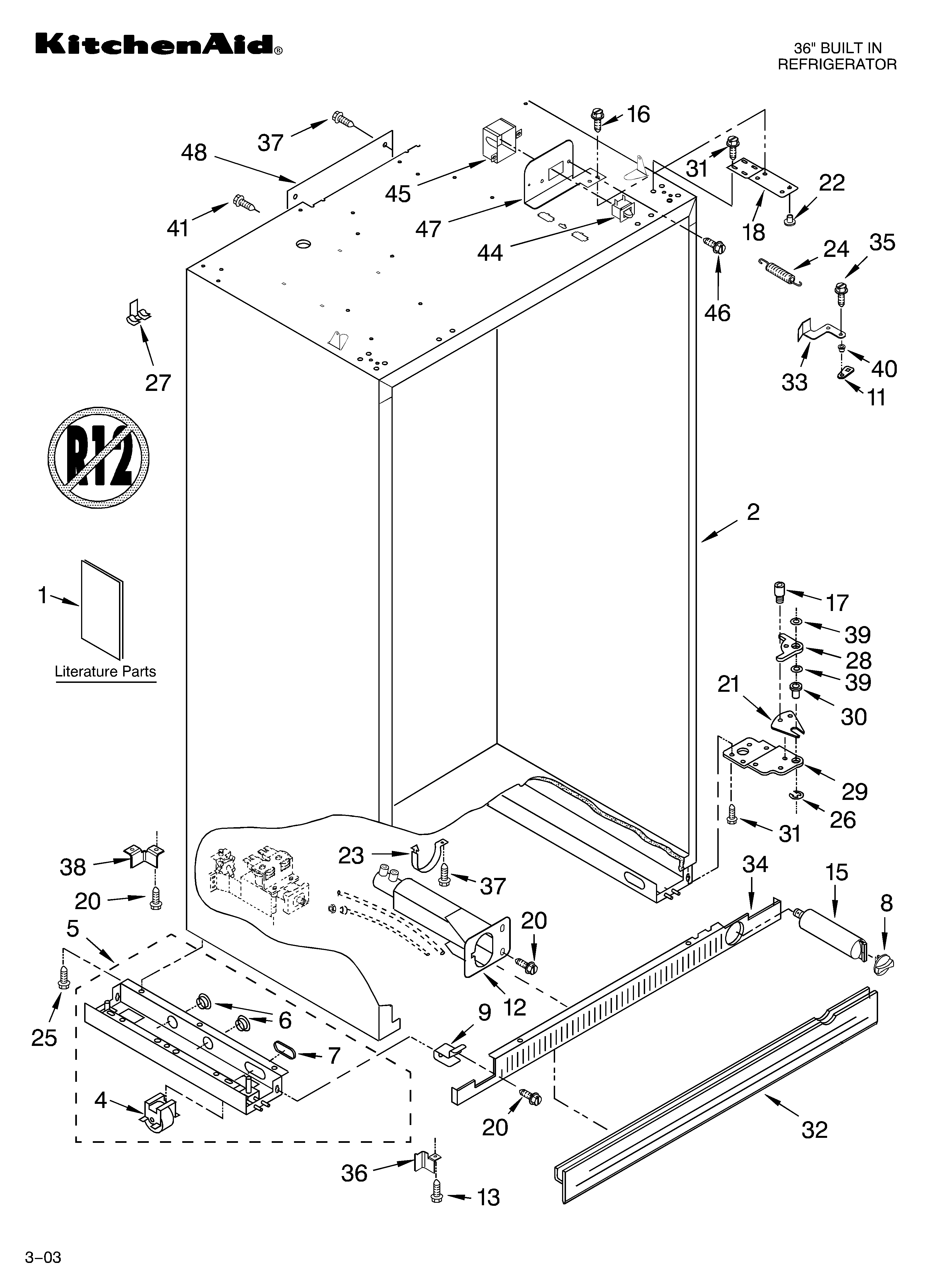 KitchenAid KSSC36FKB02 cabinet parts diagram