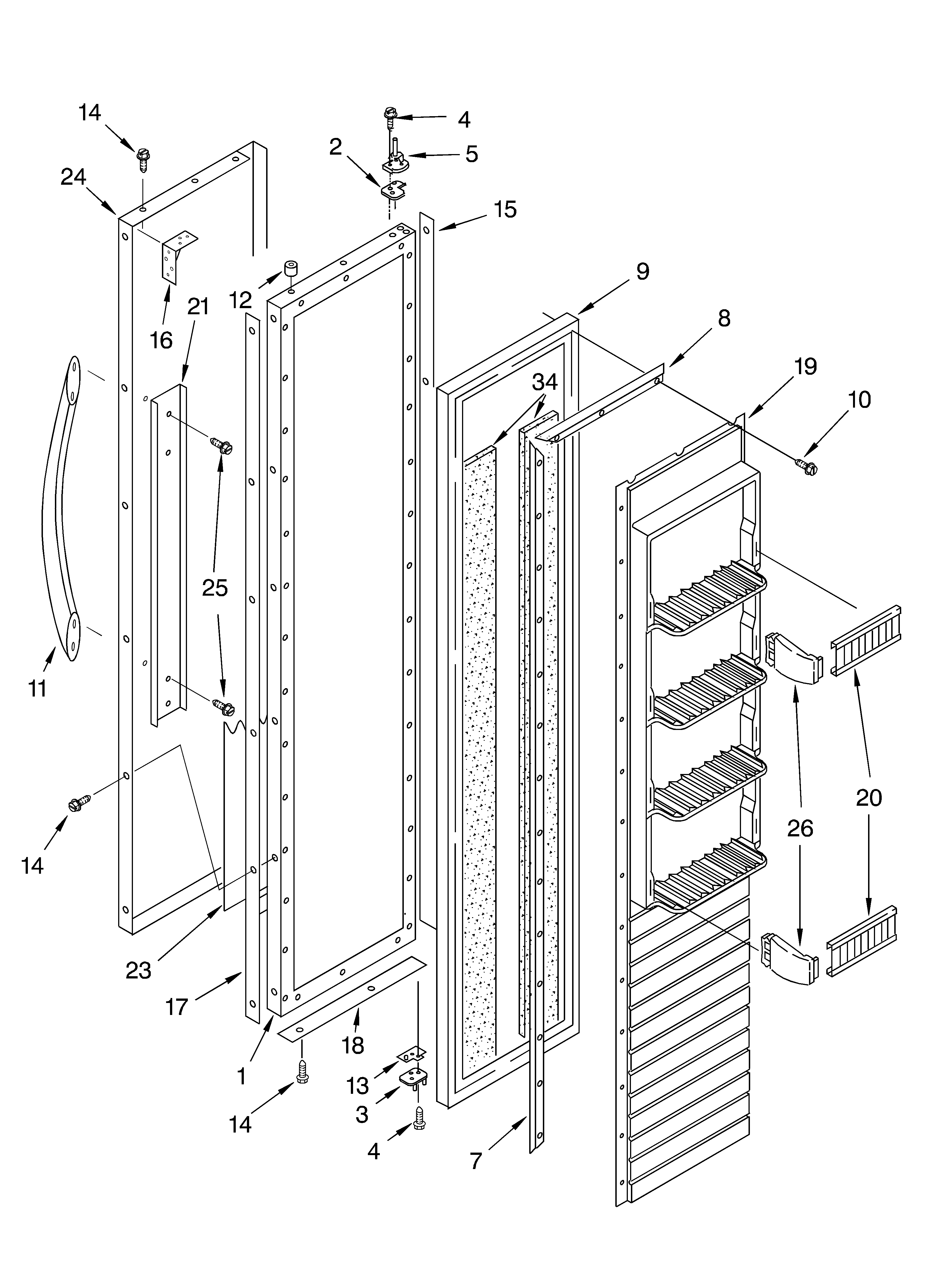 KitchenAid KSSC36FKB02 freezer door parts diagram