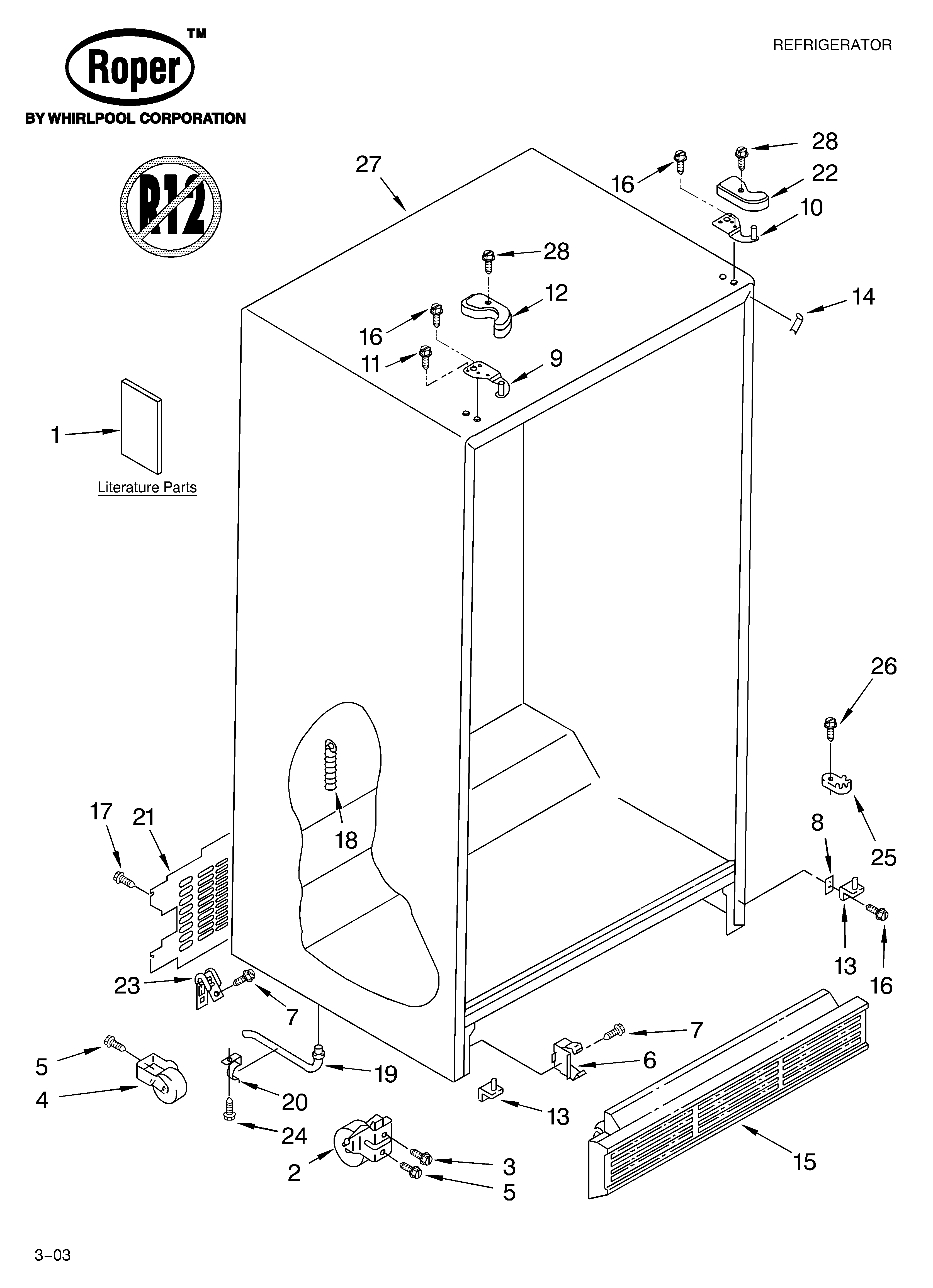 Roper RS25AFXMQ00 cabinet parts diagram