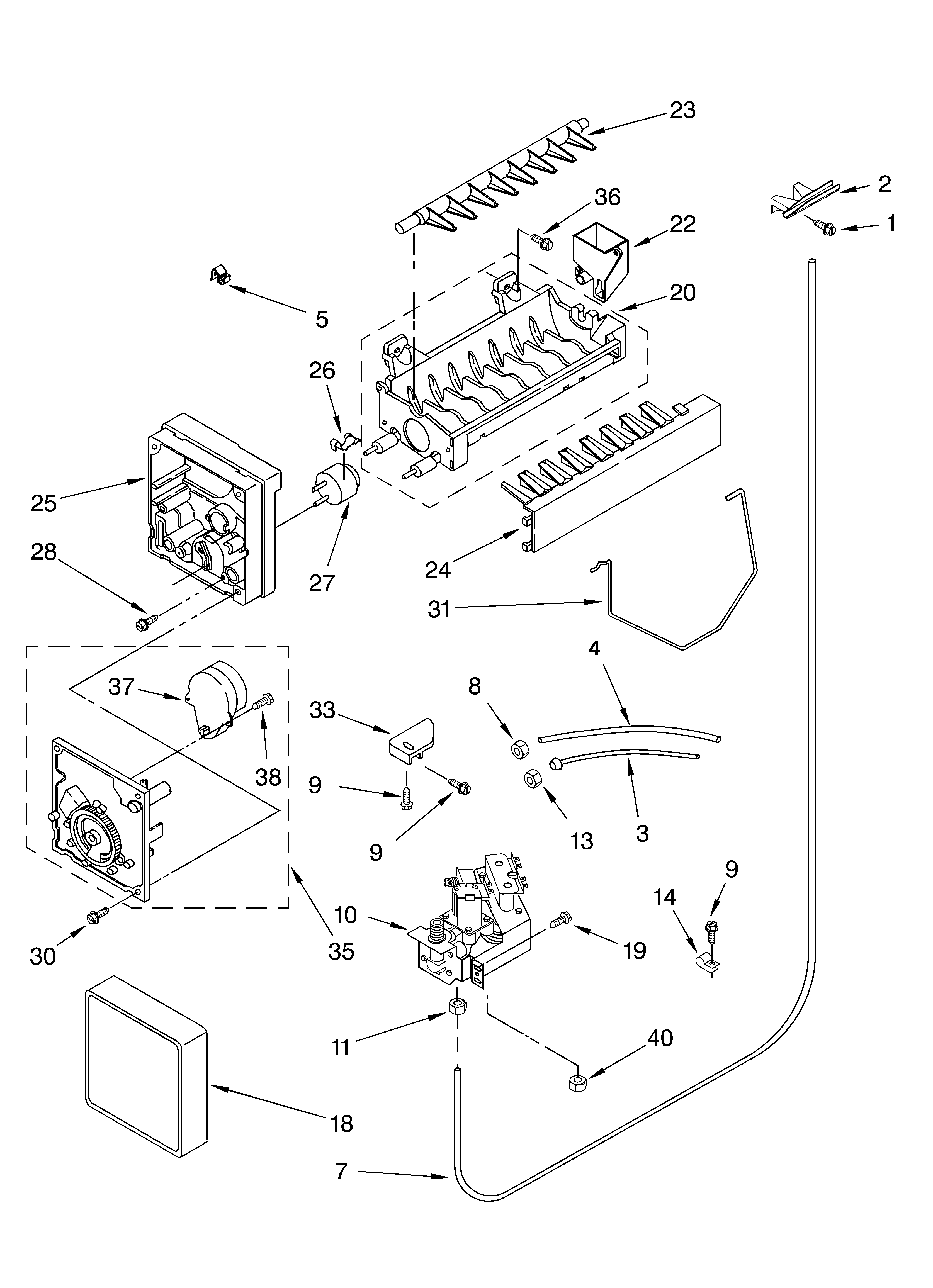 Roper RS25AFXMQ00 icemaker parts, parts not illustrated diagram