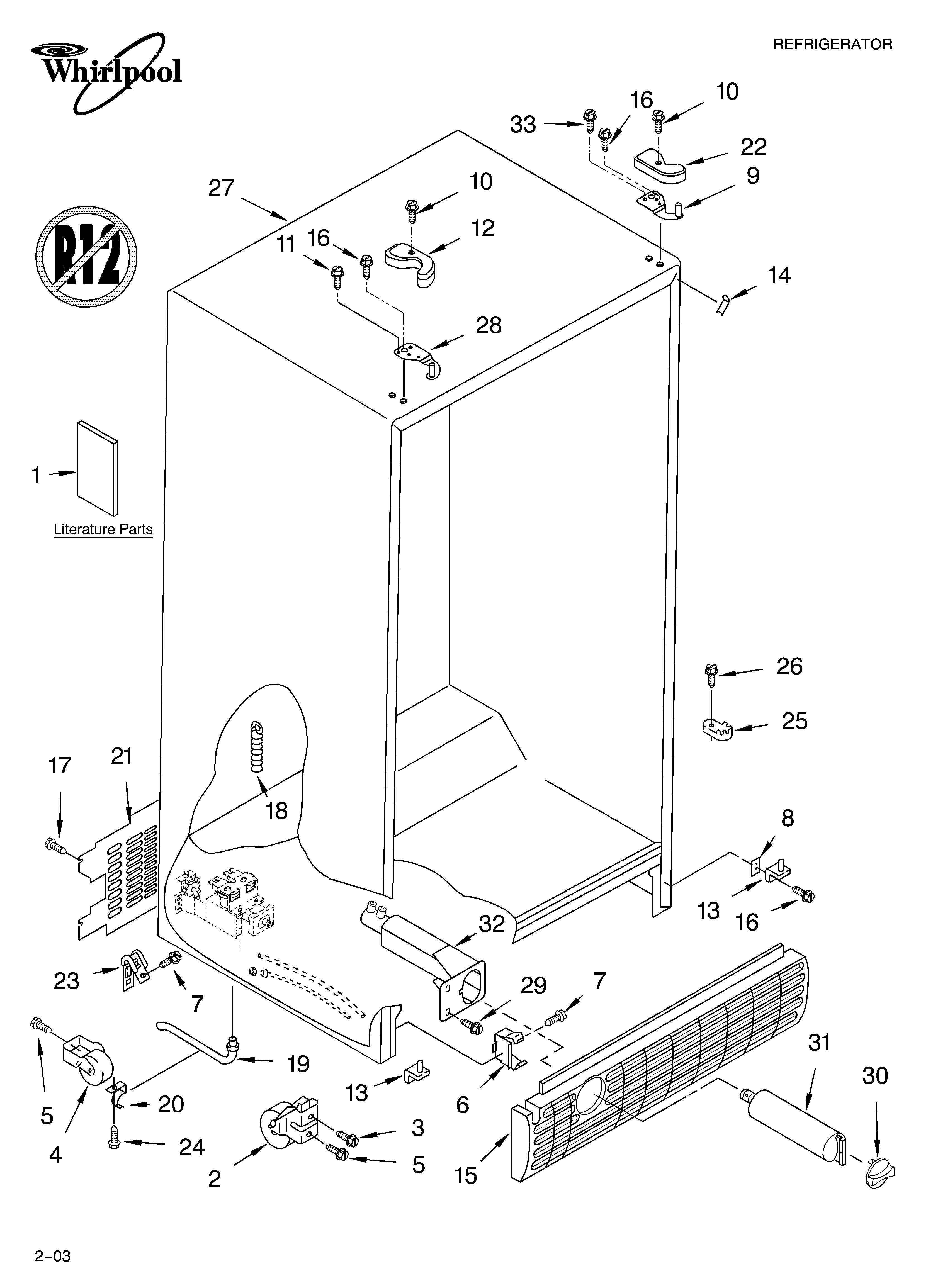 Whirlpool ED2NHGXMT00 cabinet parts diagram