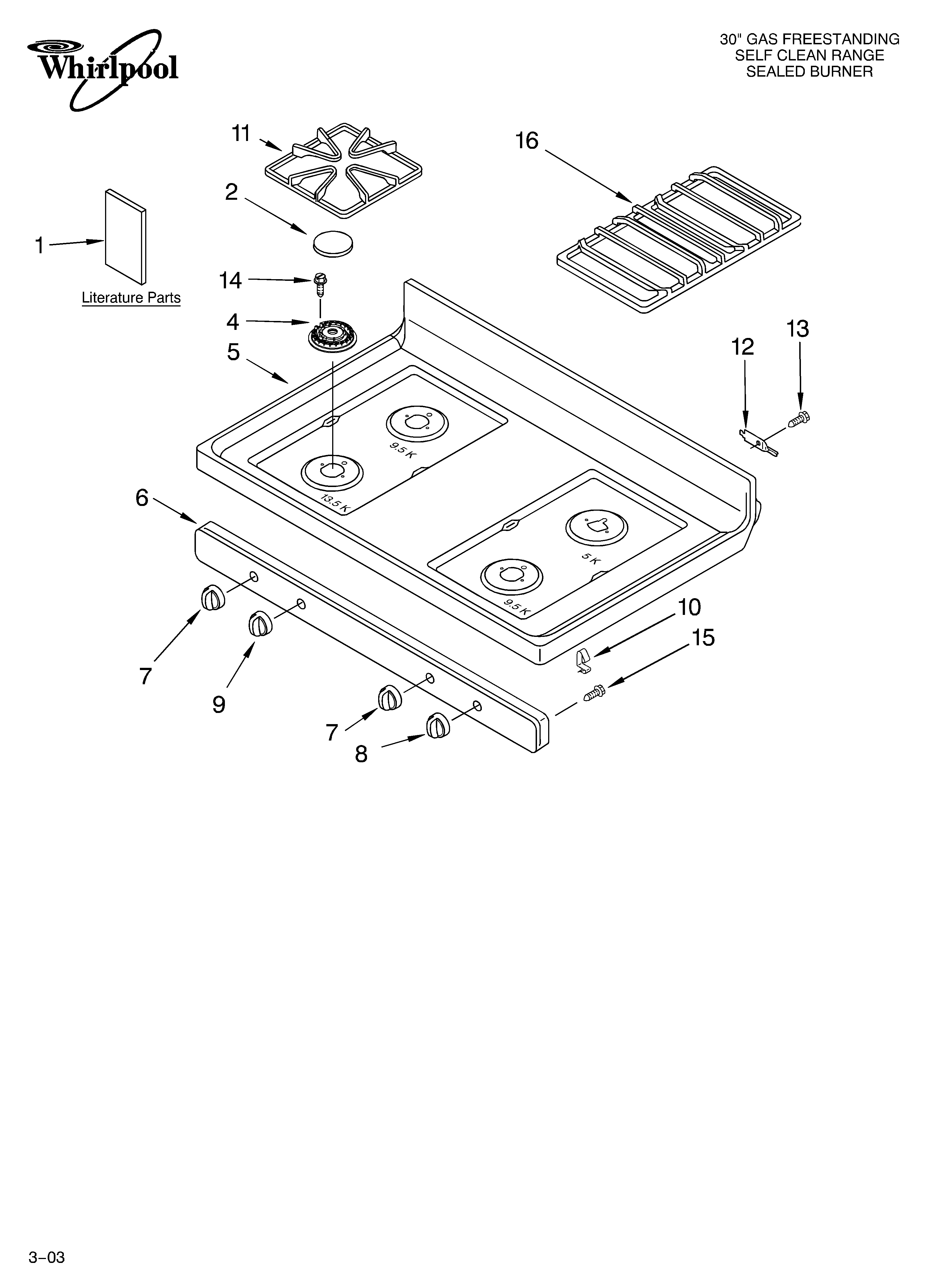 Whirlpool GS470LEKB0 cooktop parts diagram